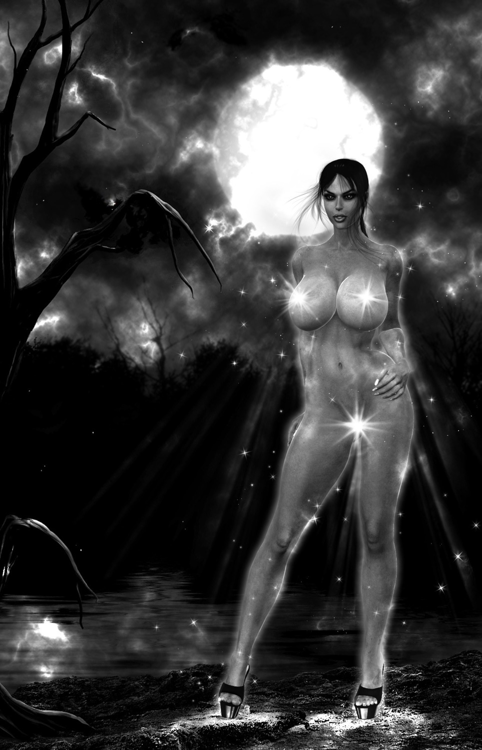 3d dr_bangher female female_only human lara_croft lara_croft_(classic) monochrome rule34 solo tagme tomb_raider tomb_raider_(classic)