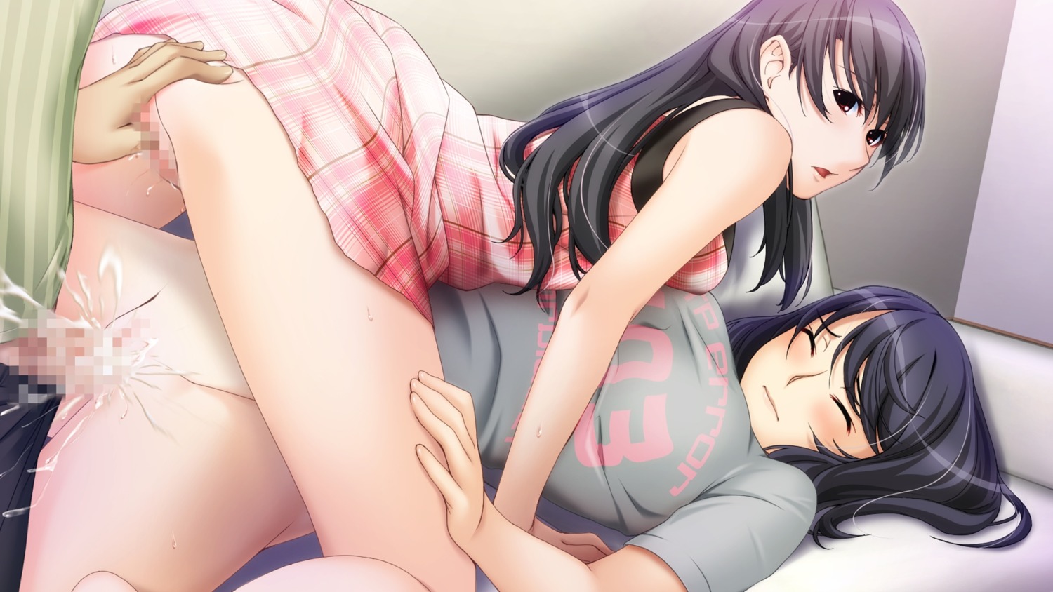 big_sister breasts brother brother_and_sister censored cum ejaculation female highres human incest large_breasts little_brother male nipples older_female older_sister penis purple_hair rule34 short_hair sister_scheme_2 straight sweat threesome yanagawa_amane yanagawa_shiori younger_brother younger_male