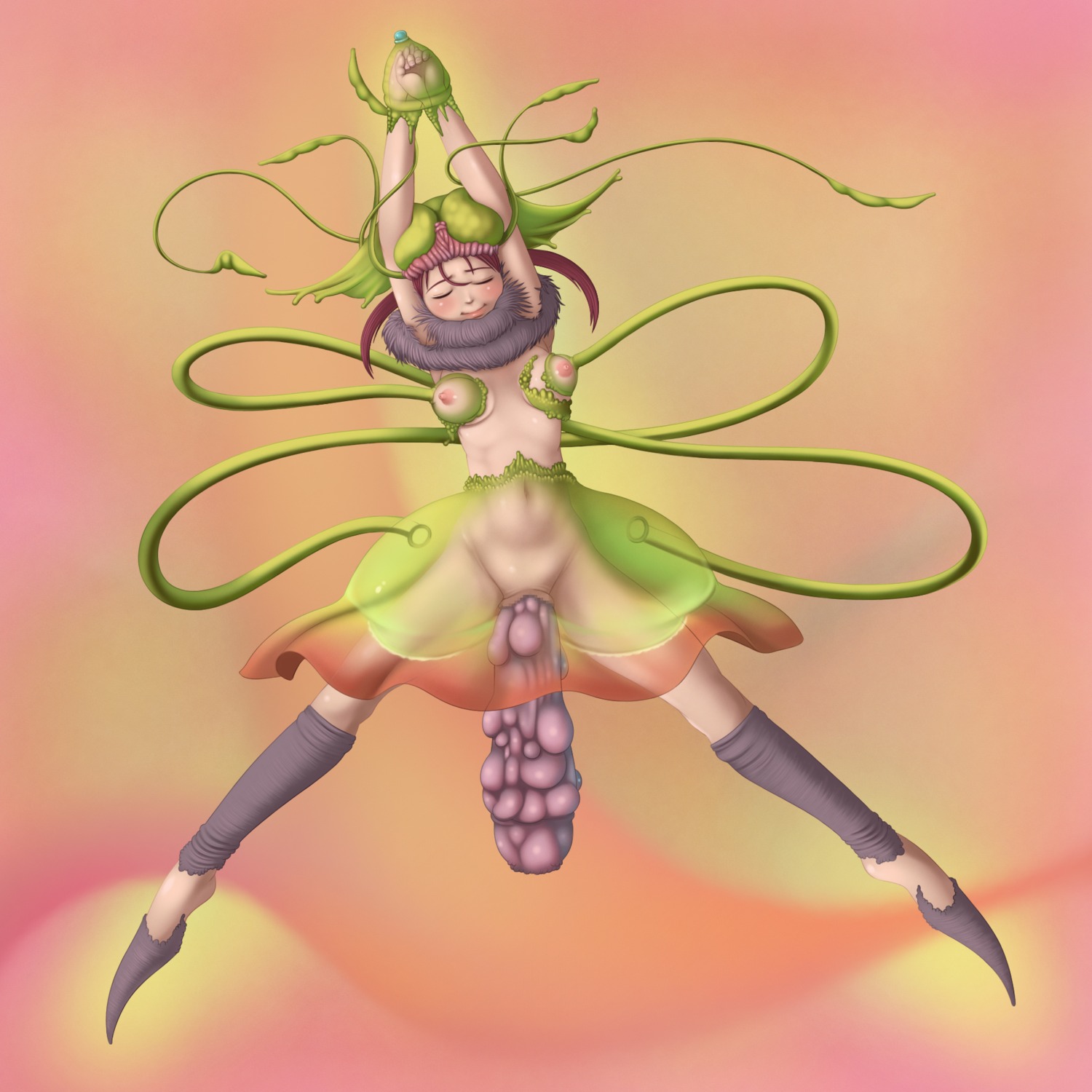 atorie_rinbou breast_sucking breasts double_breast_sucking fairy_breeding_4 female impregnation milking_tentacles nipples plant plant_vore restrained rule34 tentacle tentacle_sucking_breasts venus_trap