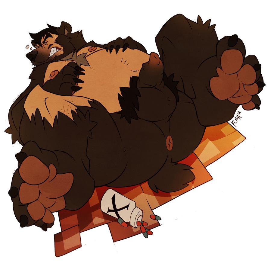 2012 anthro anus balls barazoku bear ben300 biceps big_muscles biped canid canine e621 foreskin fur genitals hair human kuma male mammal muscular muscular_anthro muscular_male nipples nude paws penis solo transformation unretracted_foreskin