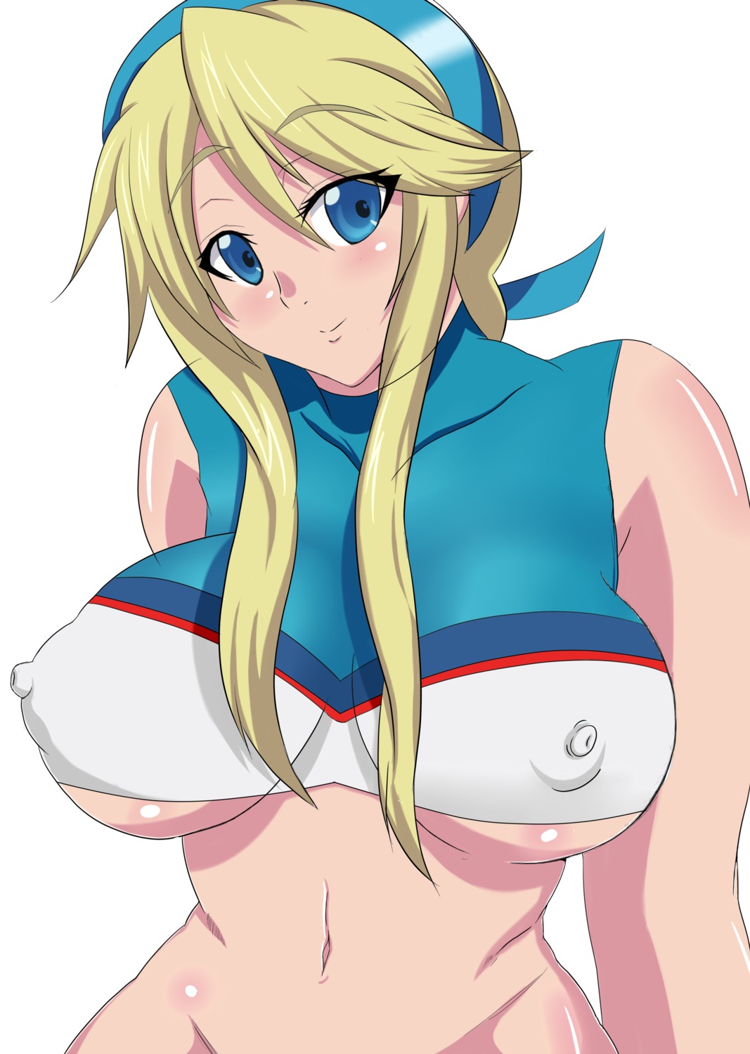 blush breasts cheerleader cleavage female heroman high_resolution large_breasts lina_davis nipples pointy_chin rule34 smile