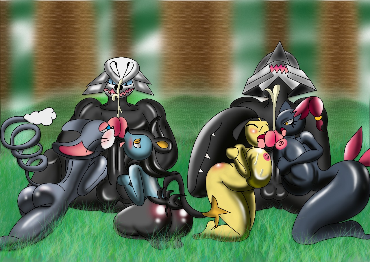 aggron alternate_breast_size blush breasts cum cum_on_breasts female glameow huge_breasts luxio male mawile nintendo nobody147 penis pokemon pokemon_(species) rule34 sneasel source_request year_request