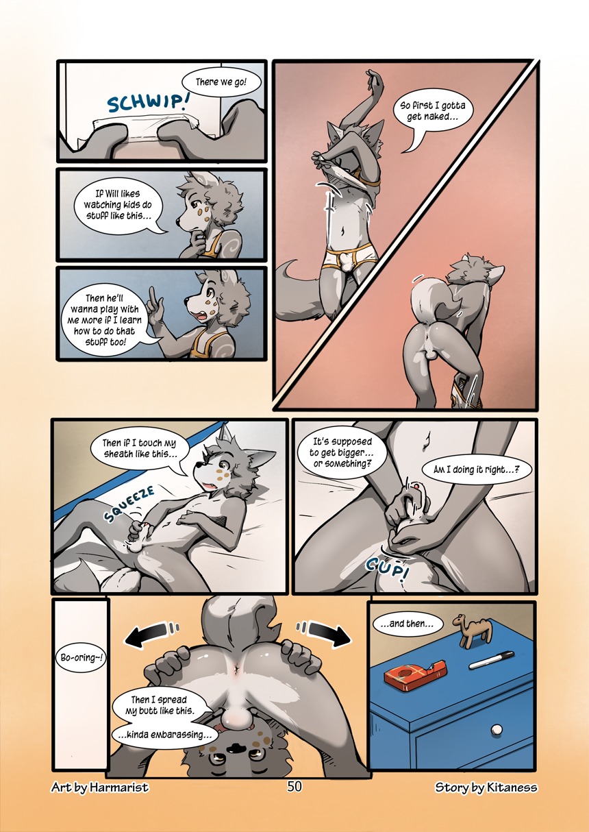 alex_(harmarist) animal_genitalia anthro anus backsack balls bed bent_over biped briefs bulge butt camel camelid canid canine canis child clothed clothing clothing_around_one_leg colored_seam_underwear comic detached_sheath detailed_bulge dialogue directional_arrow disappointed doing_it_wrong dresser e621 english_text fangs fur furniture genital_outline genitals harmarist hi_res lying male mammal marker masturbation multiple_scenes nude number on_back page_number pantsless_anthro pantsless_male partially_clothed penile penile_masturbation penis penis_outline penis_tip presenting presenting_hindquarters raised_tail sexual_awakening sheath sheath_and_knife shirt solo spread_butt spreading tail tank_top tape teeth text topless topwear underwear underwear_around_one_leg underwear_down undressing undressing_self white_briefs white_clothing white_underwear wolf yellow_seam_underwear young young_anthro young_male