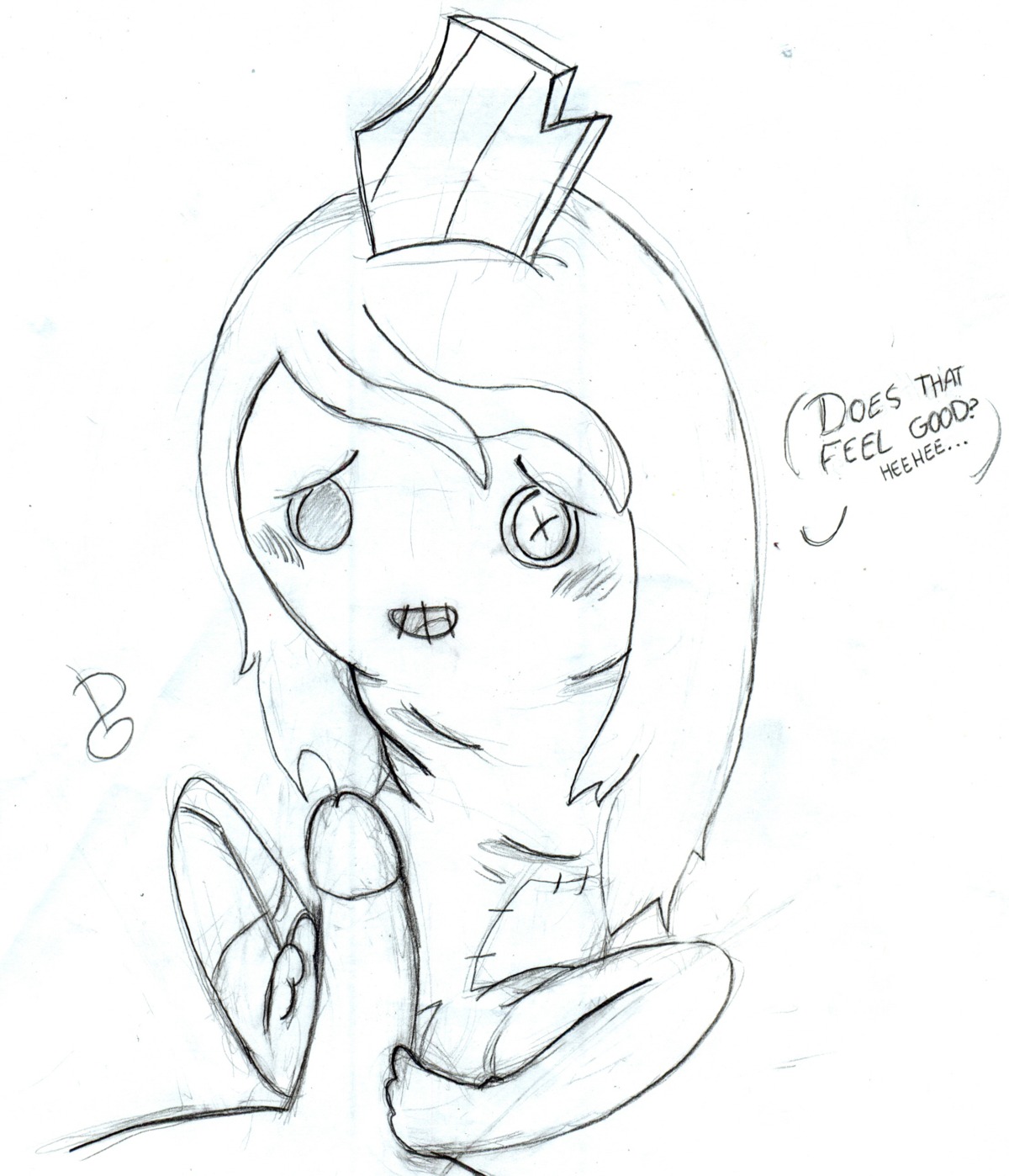 adventure_time dg female footjob glass_shard long_hair male monochrome pencil_(artwork) penis raggedy_princess rule34 smile tagme