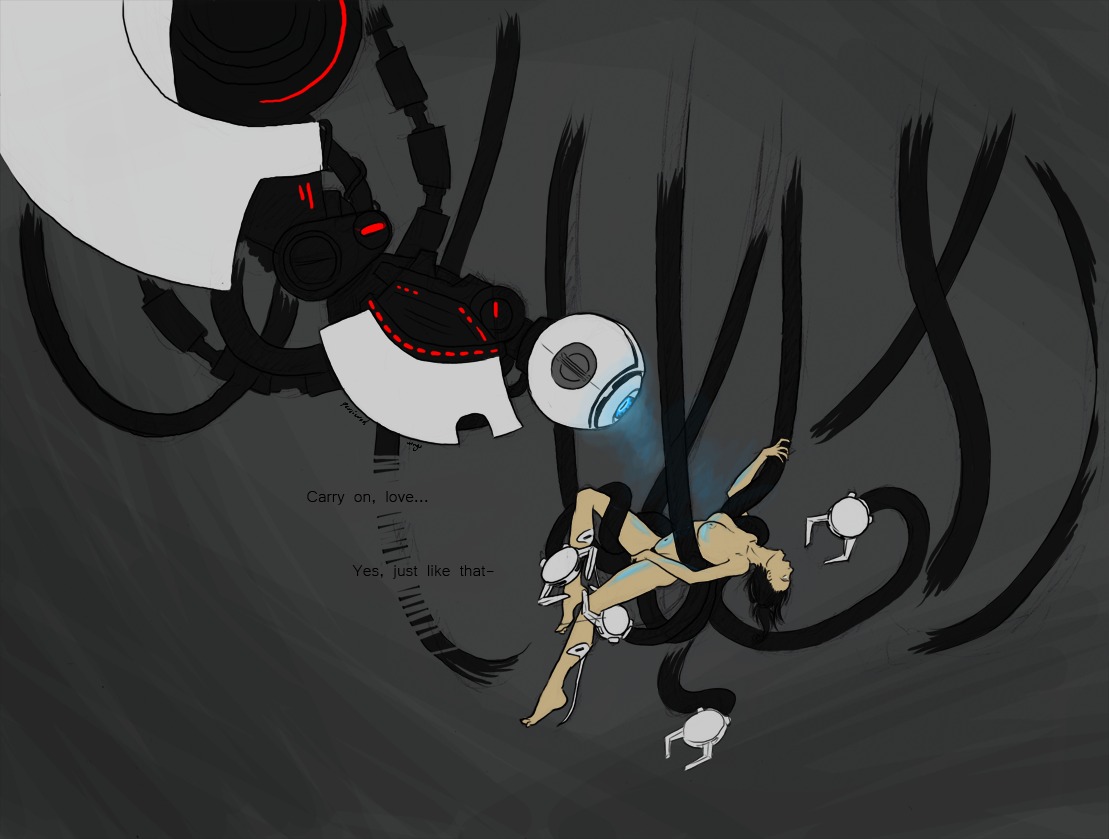 1girls 2d chell dialogue female human machinery masturbation mechanical_tentacles portal_(series) portal_2 rule34 sex_machine straight tagme tentacle tentacle_sex tentacles wheatley