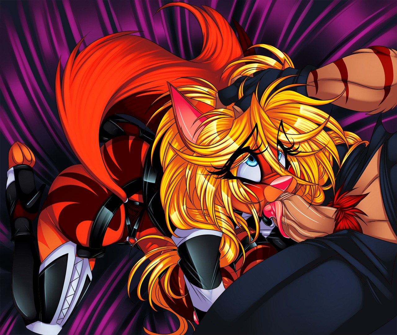 2012 angel_kryis anthro big_breasts blonde_hair blue_eyes blush boots bottomwear breasts brown_body brown_fur butt clothed clothing crystal-for-ever digital_media_(artwork) domestic_cat duo e621 erection feet felid feline felis fellatio female female_focus female_penetrated fingerless_gloves footwear foreskin fur genitals gloves hair handwear high_heels hindpaw humanoid_genitalia humanoid_penis jacket kneeling licking long_hair looking_up male male/female male_penetrating male_penetrating_female mammal nipples oral oral_penetration orange_body orange_fur pants paws penetration penile penis pink_nose pubes sex shoes solo_focus standing stripes tail tongue tongue_out topwear vein