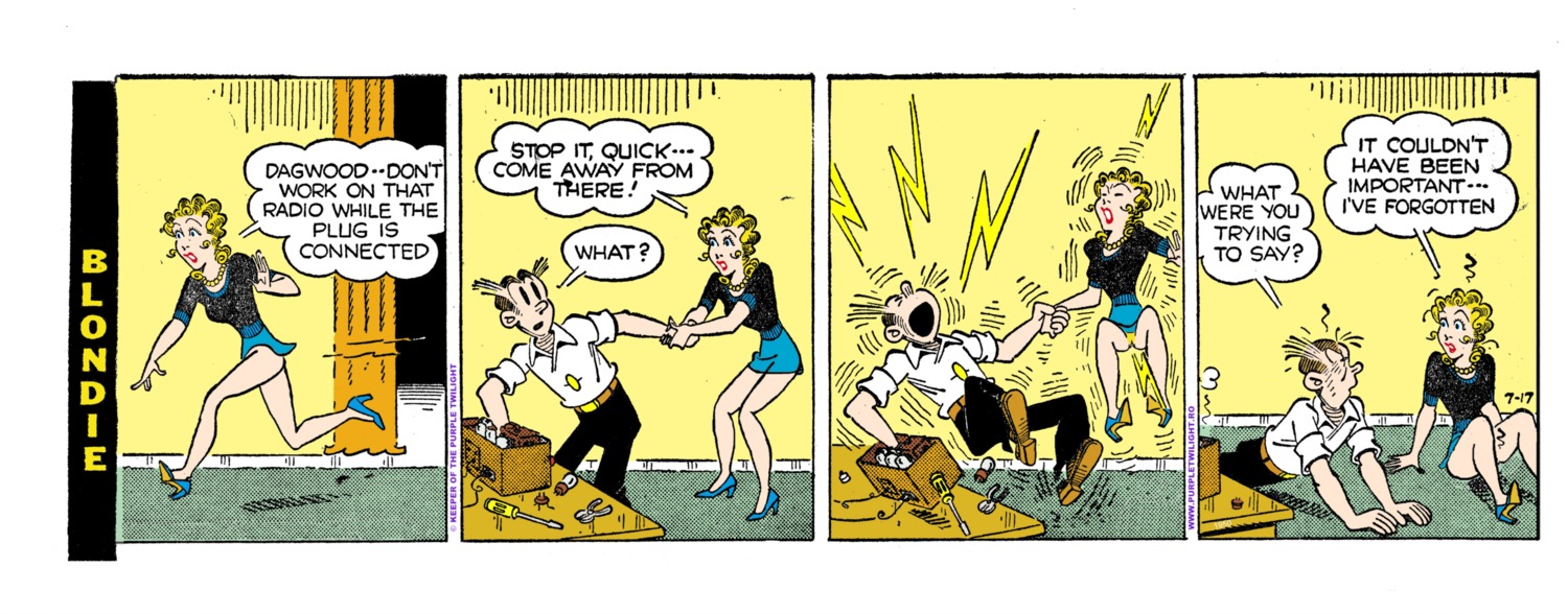 blondie_(comic) blondie_bumstead clothing dagwood_bumstead electric_shock female human male pale_skin rule34 tagme