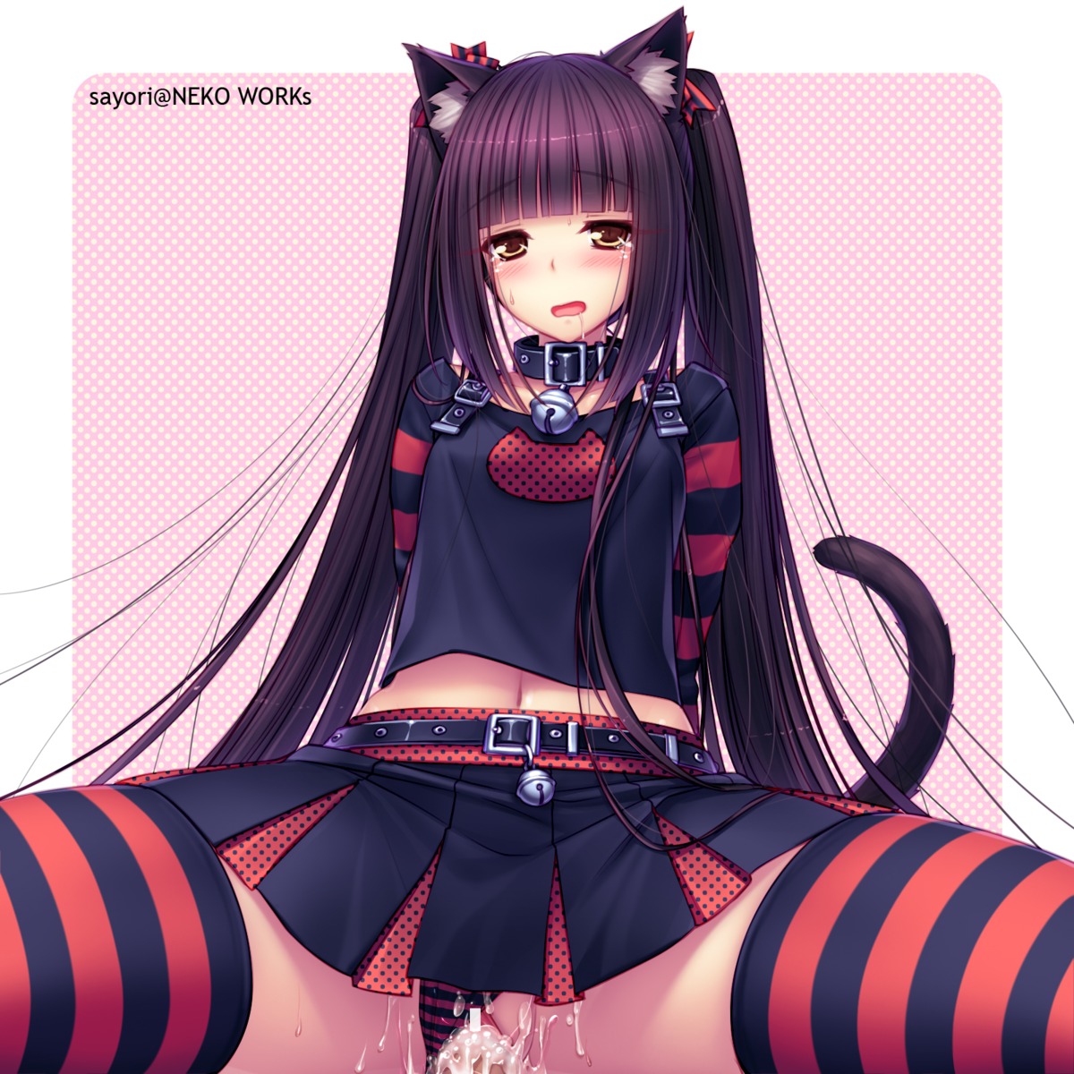 animal_ears bell bell_collar belt blush cat_ears cat_tail censored chocola_(sayori) clothed_sex collar cum cum_inside female fur hi_res high_resolution highres jingle_bell long_hair male navel nekopara open_mouth original panties panties_aside penis pleated_skirt pointless_censoring polka_dot purple_hair pussy rule34 saliva sayori sex skirt slit_pupils solo spread_legs striped striped_legwear striped_panties striped_thighhighs tail tear thighhighs tied_hair twintails underwear vaginal_penetration very_long_hair yellow_eyes