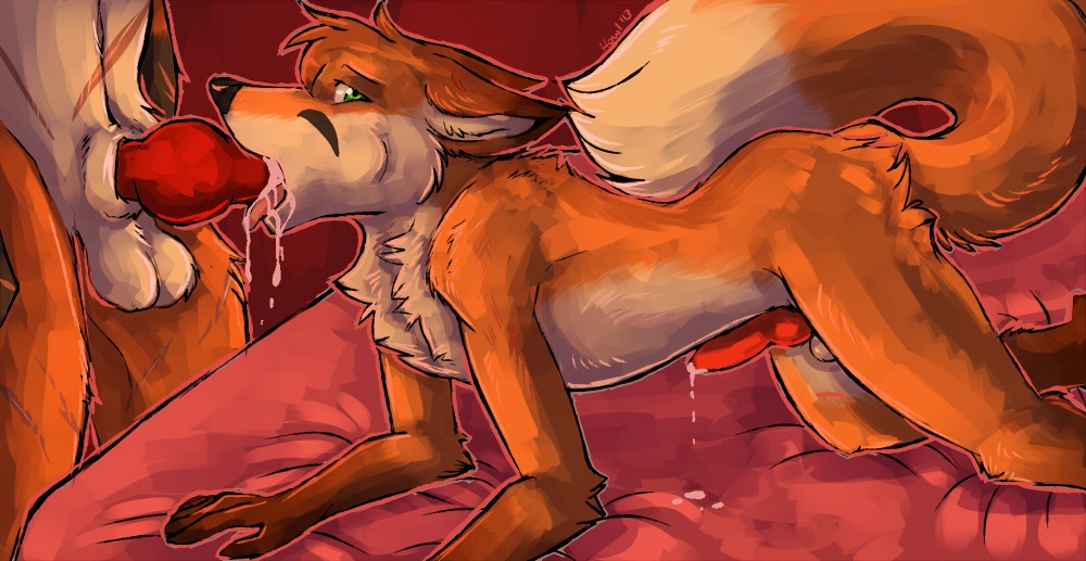 2013 all_fours animal_genitalia animal_penis anthro balls canid canine canine_genitalia canine_penis duo e621 erection faceless_character faceless_male fellatio fluffy fluffy_tail fox genitals green_eyes howlart knot male male/male male_penetrated male_penetrating male_penetrating_male mammal nude oral oral_penetration penetration penile penis sex sheath tail