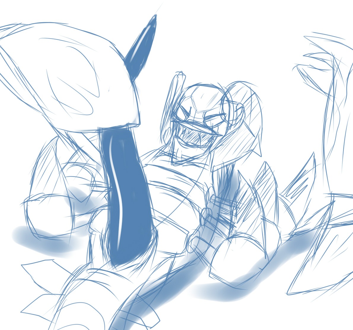 2012 arachnid arthropod blue_and_white champion digital_drawing_(artwork) digital_media_(artwork) e621 emenius erection genitals hyper insect league_of_legends male masturbation monochrome penis riot_games scorpion simple_background skarner_(lol) solo tail tencent