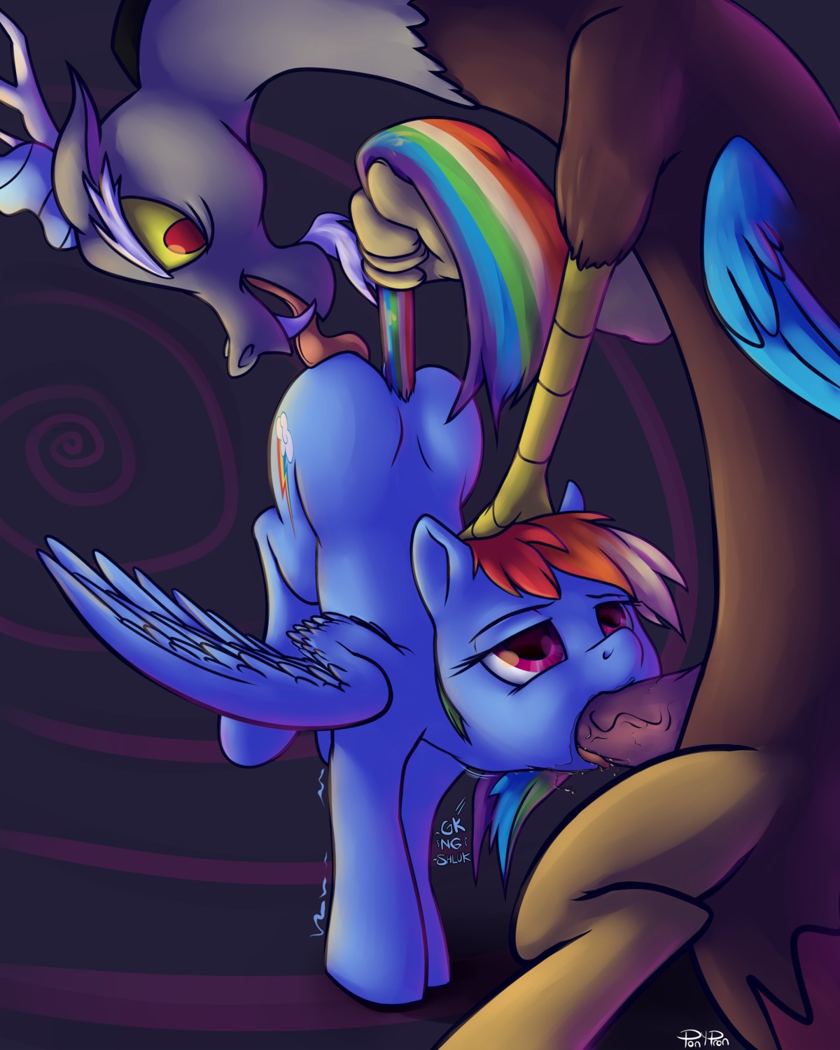 2014 4:5 absurd_res blue_body blue_feathers blue_fur chimera cutie_mark deep_throat discord_(mlp) draconequus duo e621 equid equine erection fangs feathered_wings feathers fellatio female female_penetrated feral friendship_is_magic fur genitals hair hasbro hi_res interspecies licking male male/female male_penetrating male_penetrating_female mammal multicolored_hair multicolored_tail my_little_pony mythological_creature mythological_equine mythology oral oral_penetration pegasus penetration penile penis ponypron purple_eyes rainbow_dash_(mlp) rainbow_hair rainbow_tail red_eyes sex tail teeth tongue tongue_out wings