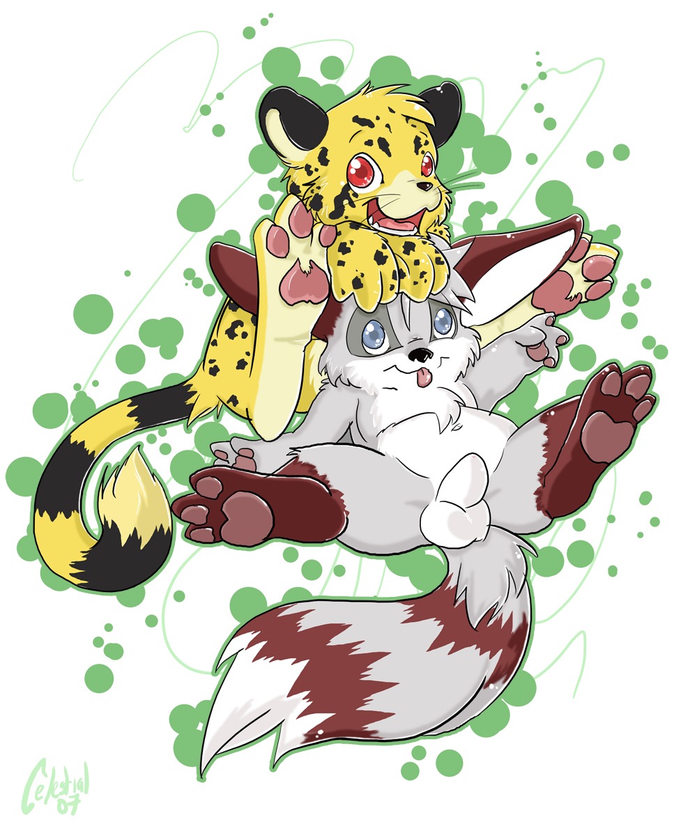 animal_genitalia anthro balls blue_eyes cheetah chibi demitri_cheetah detached_sheath duo e621 feet felid feline fully_sheathed genitals hindpaw male male/male mammal nude paws penis red_eyes sheath shota soles tail tbid toes young young_anthro young_male