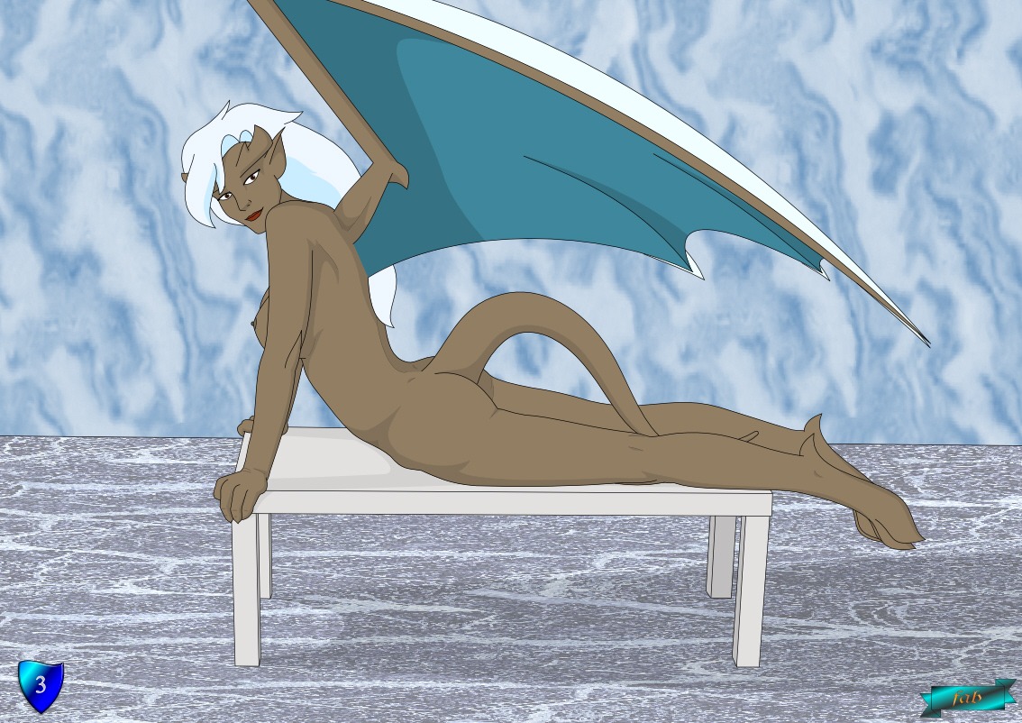 1girls brown-skinned_female brown_skin delilah_(gargoyles) disney fab fab3716 female female_only gargoyles humanoid nipples nude nude_female on_table rule34 solo solo_female white_hair winged_humanoid wings