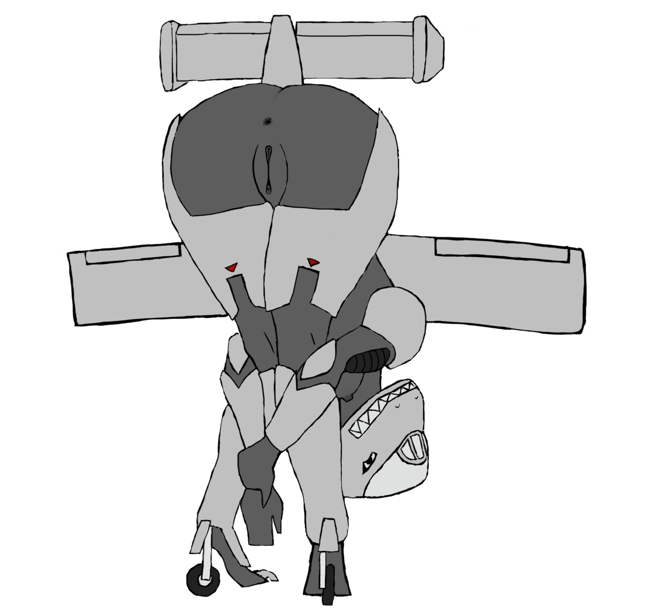 a-10 aeromorph aircraft airplane alternate_species anthro anus butt e621 female genitals hi_res jet living_aircraft living_machine living_vehicle looking_at_viewer machine not_furry presenting presenting_hindquarters solo unknown_artist vehicle vulva