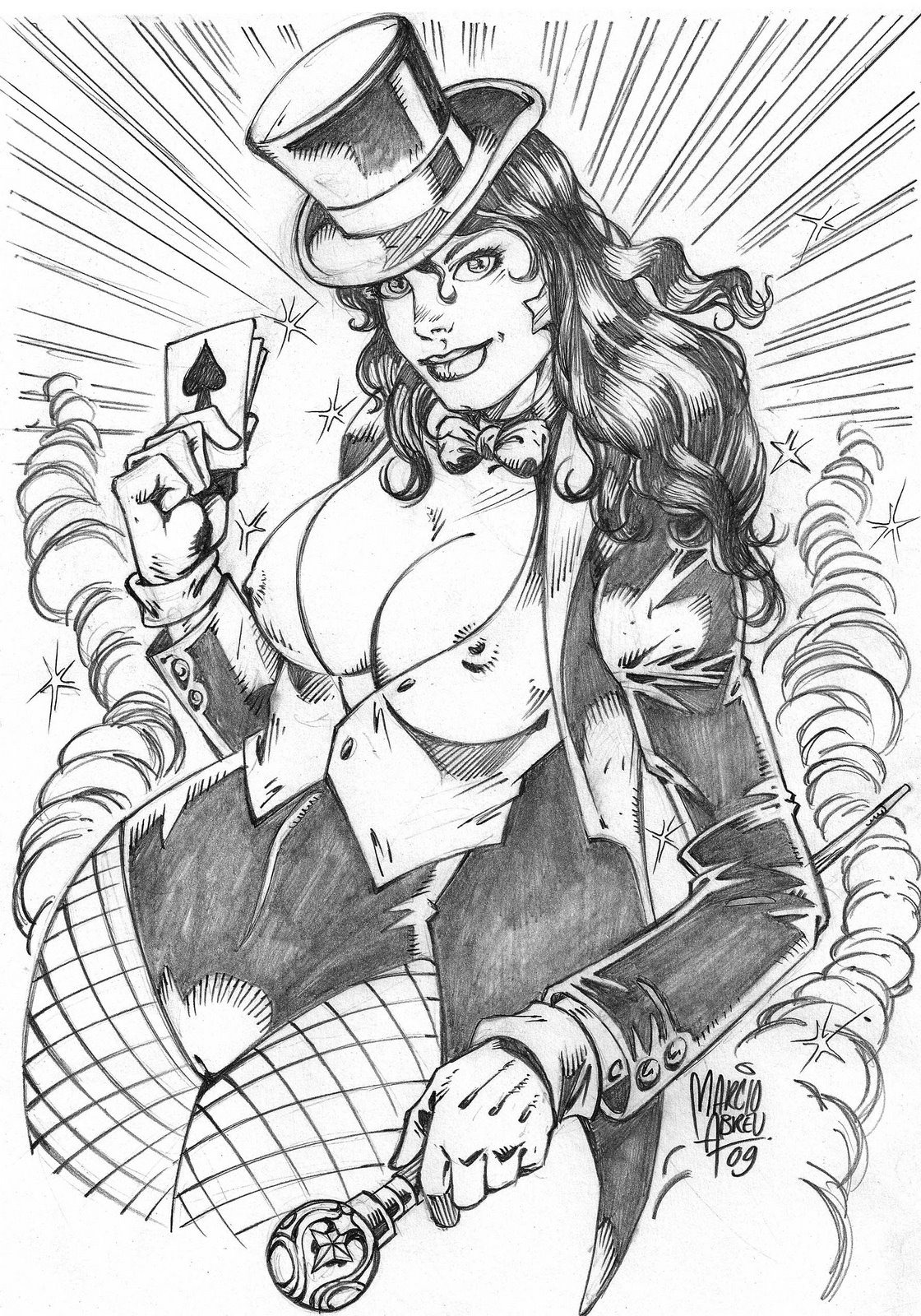 black_and_white dc dc_comics female marcio_abreu monochrome rule34 smooth_skin solo tagme tailcoat zatanna