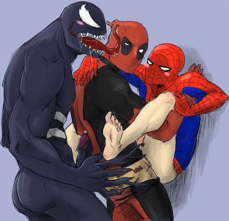 3boys against_wall anal anal_sex artist_request ass blush blush_under_mask bottomless clothed_sex deadpool erection gay human interrupted interspecies male male_only marvel marvel_comics missionary_position multiple_males peter_parker rule34 scar scarring scars smooth_skin spandex spider-man spider-man_(series) uncensored venom_(marvel) wade_wilson yaoi