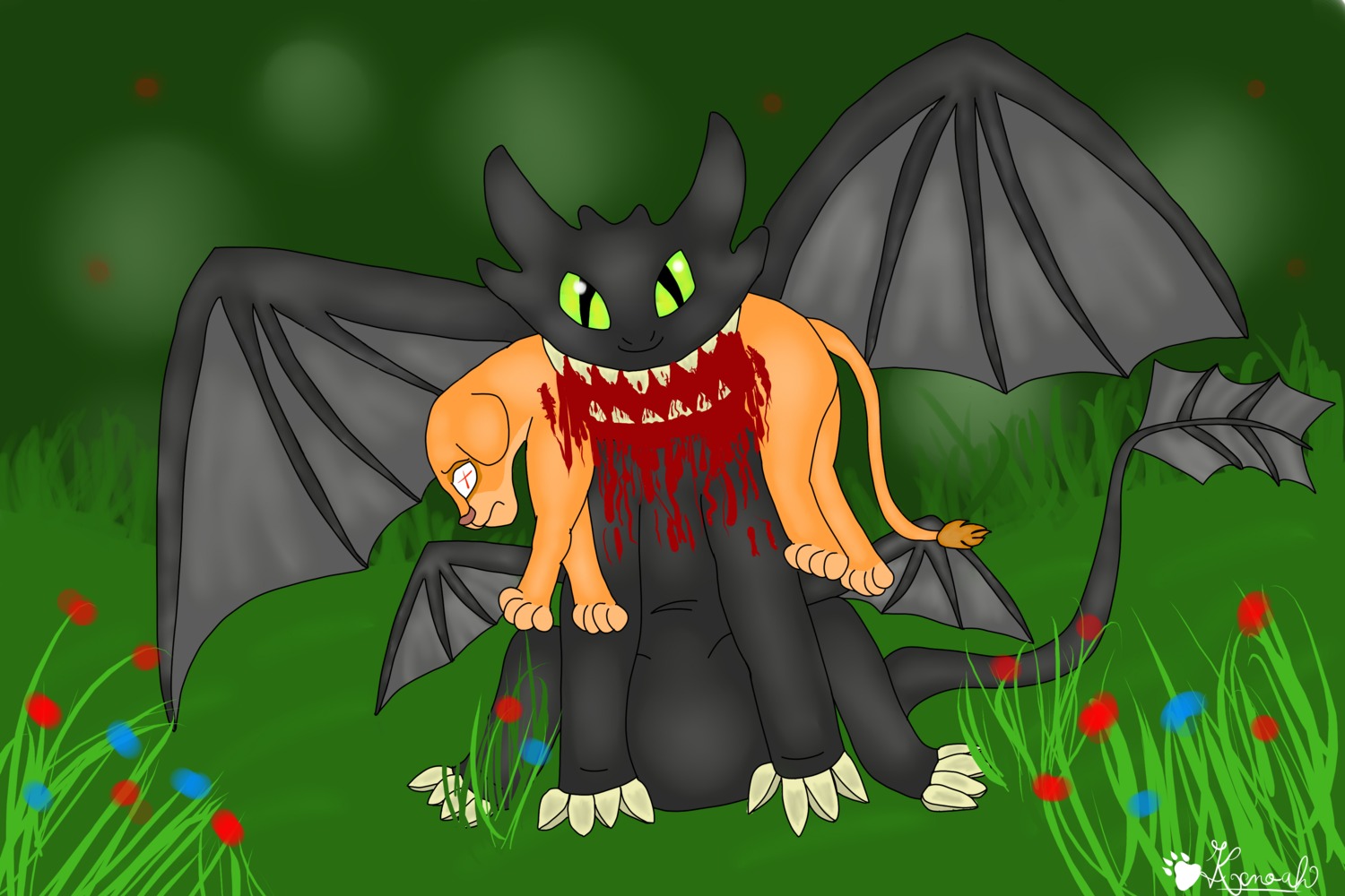 3:2 absurd_res ambiguous_gender blood bodily_fluids crossover death disney dragon dreamworks duo e621 eating european_mythology fatal_vore felid feral fury_(httyd) gore grotesque_death hard_vore hi_res how_to_train_your_dragon kiara_(the_lion_king) lion mammal membrane_(anatomy) membranous_wings mythological_creature mythological_scalie mythology night_fury pantherine scalie tail the_lion_king toothless unknown_artist vore western_dragon wings