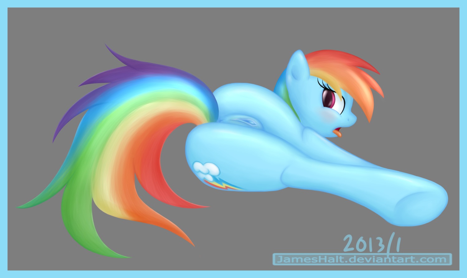 2013 absurd_res alpha_channel anus blue_body blue_border blue_fur blush border butt butt_focus cutie_mark e621 equid equine female feral friendship_is_magic fur genitals hair haltie hasbro hi_res horse looking_at_viewer looking_back mammal multicolored_hair multicolored_tail my_little_pony nude open_mouth pony presenting presenting_hindquarters purple_eyes rainbow_dash_(mlp) rainbow_hair rainbow_tail rear_view simple_background solo tail text tongue tongue_out transparent_background vulva