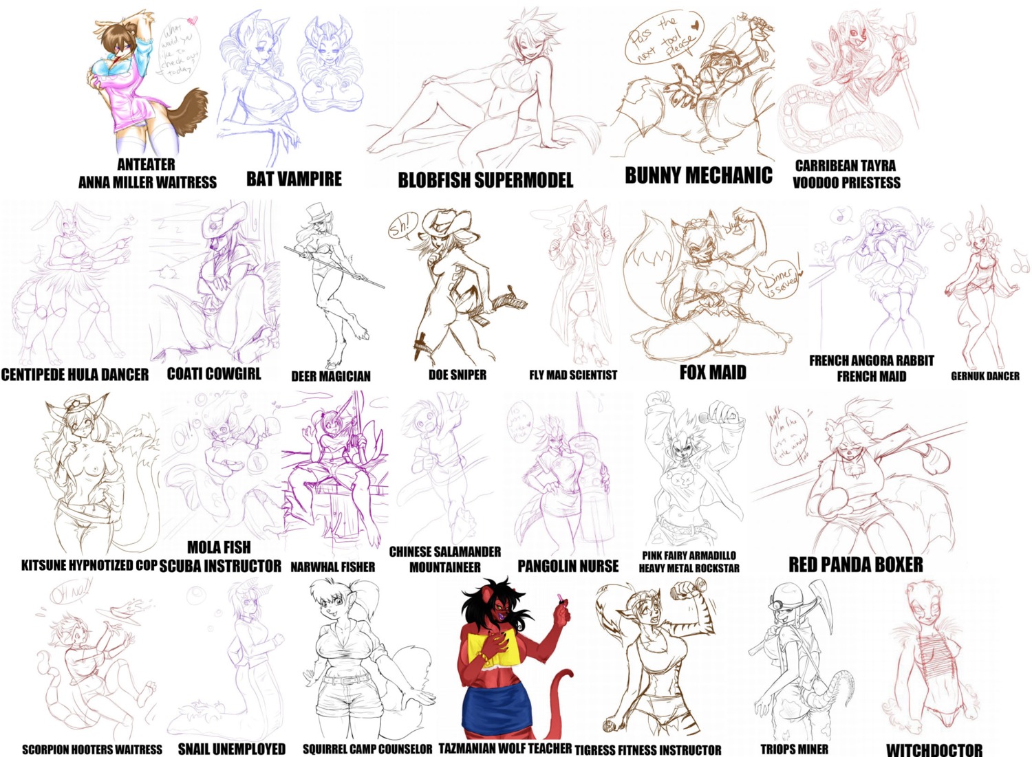 4_arms 4_legs 8_limbs accessory accident ailurid alternative_fashion amphibian angora_rabbit anteater antelope antennae_(anatomy) anthro aquatic aquatic_gastropod arachnid areola armadillo armor arthropod barefoot bat beaker big_breasts big_ears bikini blobfish blush bodily_fluids bodypaint bone book bottomwear bovid bow_(feature) bow_tie boxing boxing_gloves bra branchiopod breasts brown_hair bubble butt camel_toe cane canid canine centipede cephalopod cetacean chemistry chest_tuft chinese_giant_salamander claws cleavage clothed clothing coat coati coleoid cottoid cowboy_hat crustacean curly_hair dancing dasyuromorph decapodiform deer dialogue digitigrade dirty domestic_rabbit dorid_nudibranch e621 electronics english_text exercise external_gills eyes_closed eyewear fangs feathered_wings feathers feet felid female fish fishing fluffy fly_(animal) fox fur gastropod genital_fluids genitals gerenuk giant_salamander gills glasses glistening goggles grass_skirt group gulonine gun hair hair_accessory hair_tie handwear hat headgear headwear heart_symbol helmet hi_res holding_object hooters hooves horn hypnosis insect inviting lab_coat laboratory_equipment laboratory_glassware lagomorph leporid long_hair looking_at_viewer mad_scientist magician maid_uniform mammal marsupial mechanic medical_instrument medical_syringe membrane_(anatomy) microphone midriff mind_control miner miniskirt miranda_leigh mollusk monodontid multi_arm multi_limb multi_tail mustelid musteline myriapod narwhal nightgown nipples nudibranch nurse ocean_sunfish one_eye_closed oryctolagus pangolin pantherine panties partially_colored paws perciform pickaxe piercing pigtails pilosan pink_fairy_armadillo police priest procyonid punk rabbit ranged_weapon recently_extinct_species red_panda rhinophores rifle rodent salamander scales scalie scientific_instrument scientist sciurid scorpaeniform scorpion scuba sculpin sea_slug shell shirt short_hair shorts shrimp side_boob sketch_page skimpy skirt sleeping slug small_breasts smile sniper spiky_hair spines sport stare stripes surprised suspenders sweat sweatdrop swimming swimwear syringe tadpole_shrimp tail tail_gills tank_top tayra teacher teeth tentacles test_tube tetraodontiform text thylacine tied_hair tiger tight_clothing toes tongue toothed_whale top_hat topless topless_female topwear tree_squirrel triops true_antelope tuft turning two-piece_swimsuit undead underwater underwear undressing unguligrade uniform vaginal_fluids vampire voodoo vulva waiter wardrobe_malfunction water weapon webbed_feet webbed_hands weightlifting wings wink workout xenarthran