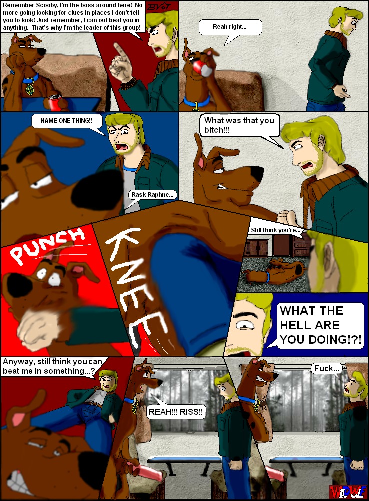 animal_genitalia animal_penis anthro canid canine canine_genitalia canine_penis canis dangerdoberman dialogue domestic_dog english_text fred_jones hanna-barbera male male_only mammal penis rule34 scooby-doo scooby-doo_(character) text