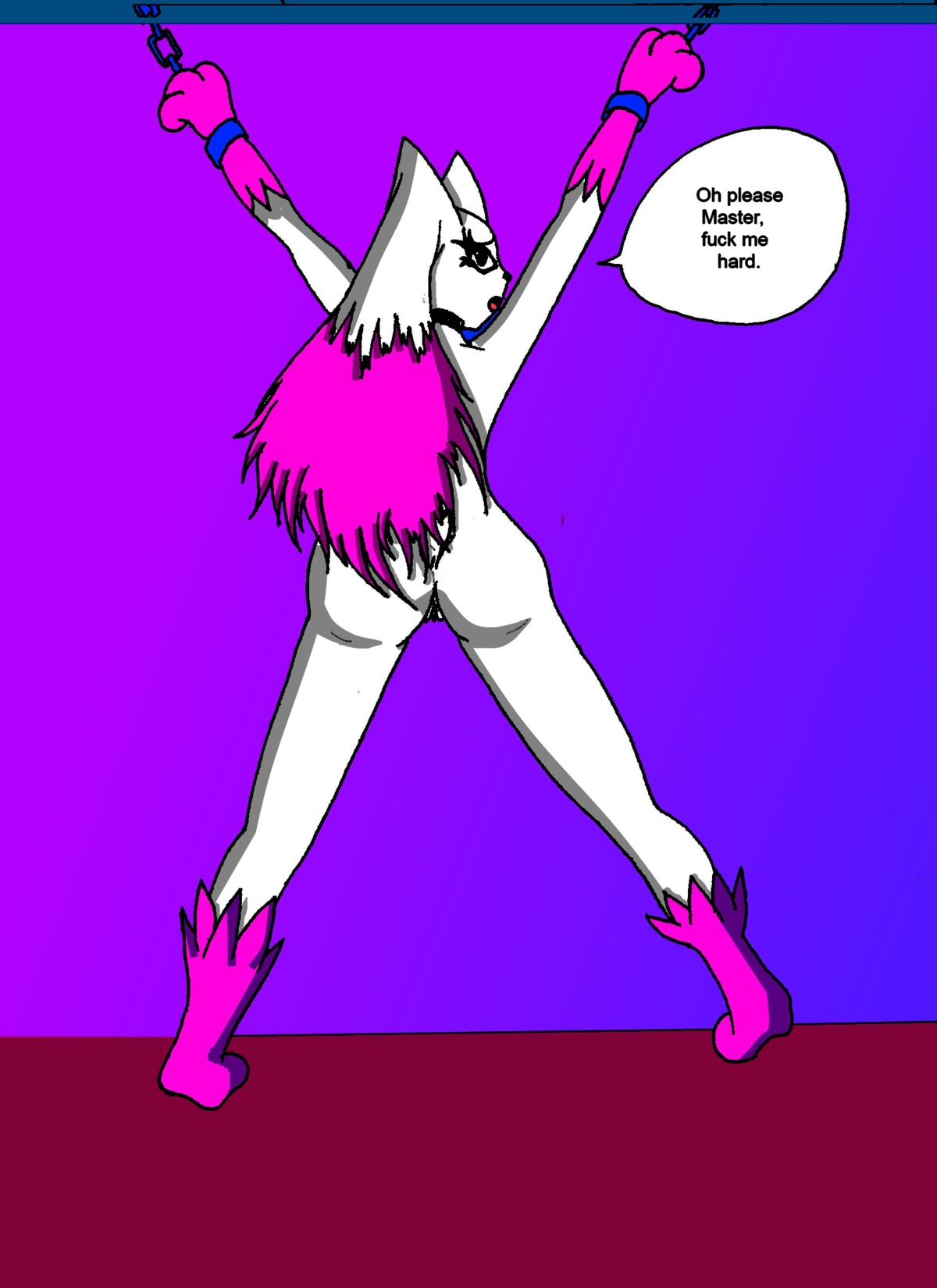 anthro back_view bondage chains color female female_only fur furry lopunny nudity pokemon pokemon_(species) pussy rule34 solo vulva