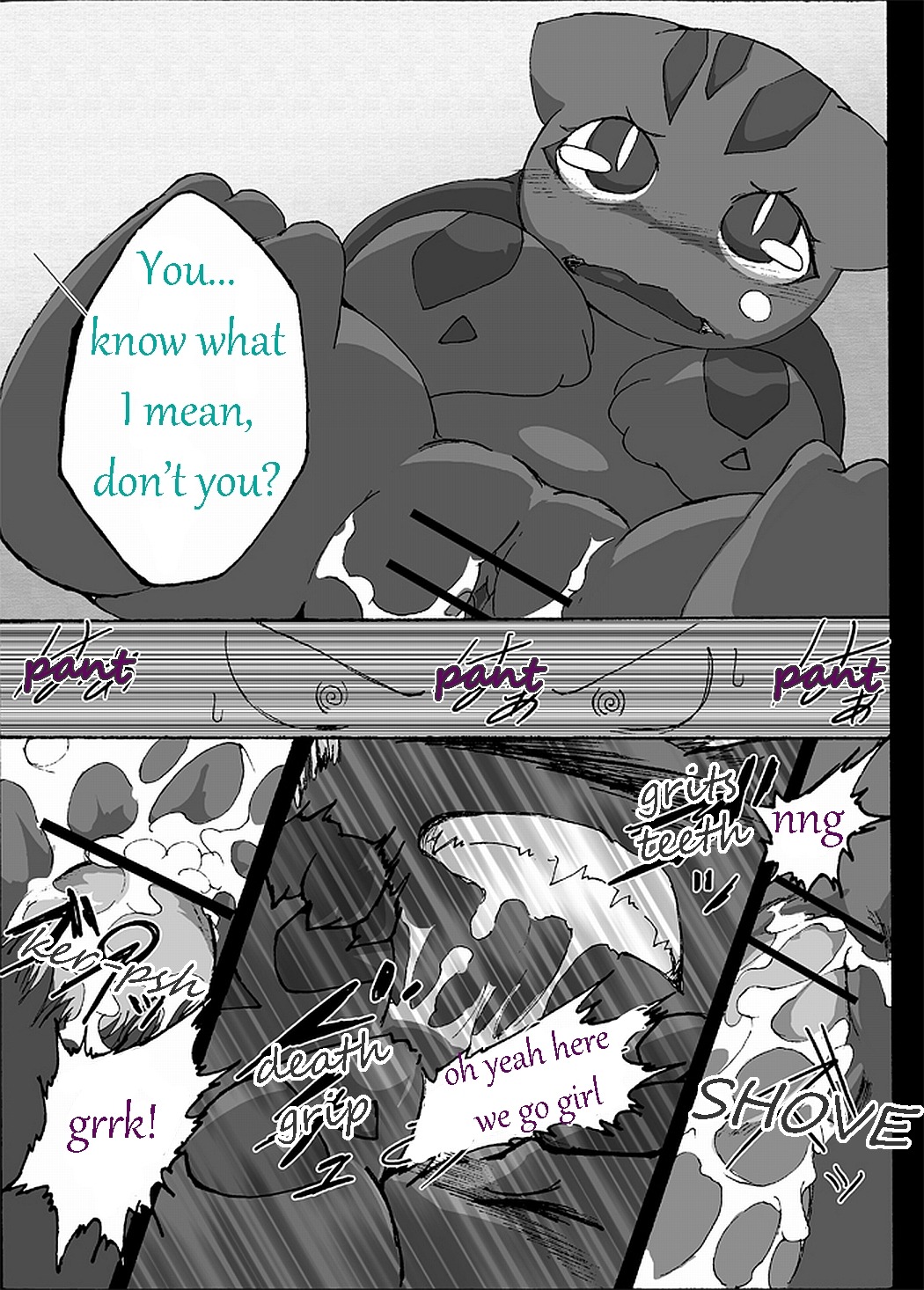 bodily_fluids bulbasaur censor_bar censored comic cum dialogue duo e621 english_text erection female female_penetrated feral generation_1_pokemon gengar genital_fluids genitals greyscale hi_res ineffective_censorship male male/female male_penetrating male_penetrating_female monochrome nintendo penetration penile penile_penetration penis penis_in_vagina pokemon pokemon_(species) sex text unknown_artist vaginal vaginal_penetration vulva