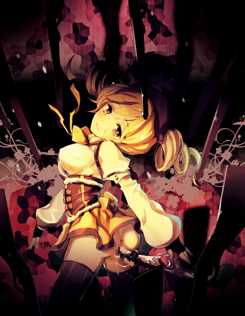 alicecrazy anus ass bad_id bad_pixiv_id beret blonde_hair brown_legwear censored detached_sleeves drill_hair female female_only fingerless_gloves gloves gun hair_ornament hairpin hat human magical_girl magical_musket mahou_shoujo_madoka_magica mosaic_censoring musket pleated_skirt puffy_sleeves pussy ribbon rifle rule34 skirt solo thighhighs tied_hair tomoe_mami twintails vaginal_penetration vertical-striped_legwear vertical_stripes weapon yellow_eyes zettai_ryouiki