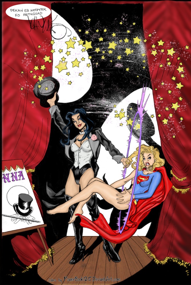 2girls black_hair blonde_hair blue_eyes dc dc_comics female long_hair multiple_females multiple_girls powerbook125 rule34 signature straight_hair supergirl superman_(series) text zatanna