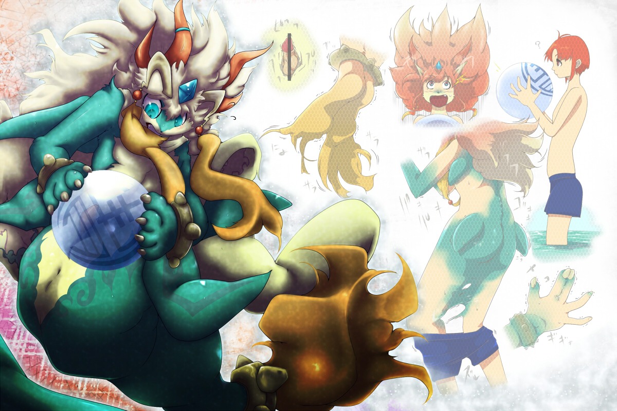 3:2 anthro anus aquatic bandai_namco censored e621 genitals human male mammal mao_(tales_of_rebirth) nken penis penis_tip shaorune solo species_transformation tales_of_(series) tales_of_rebirth tapering_penis transformation water