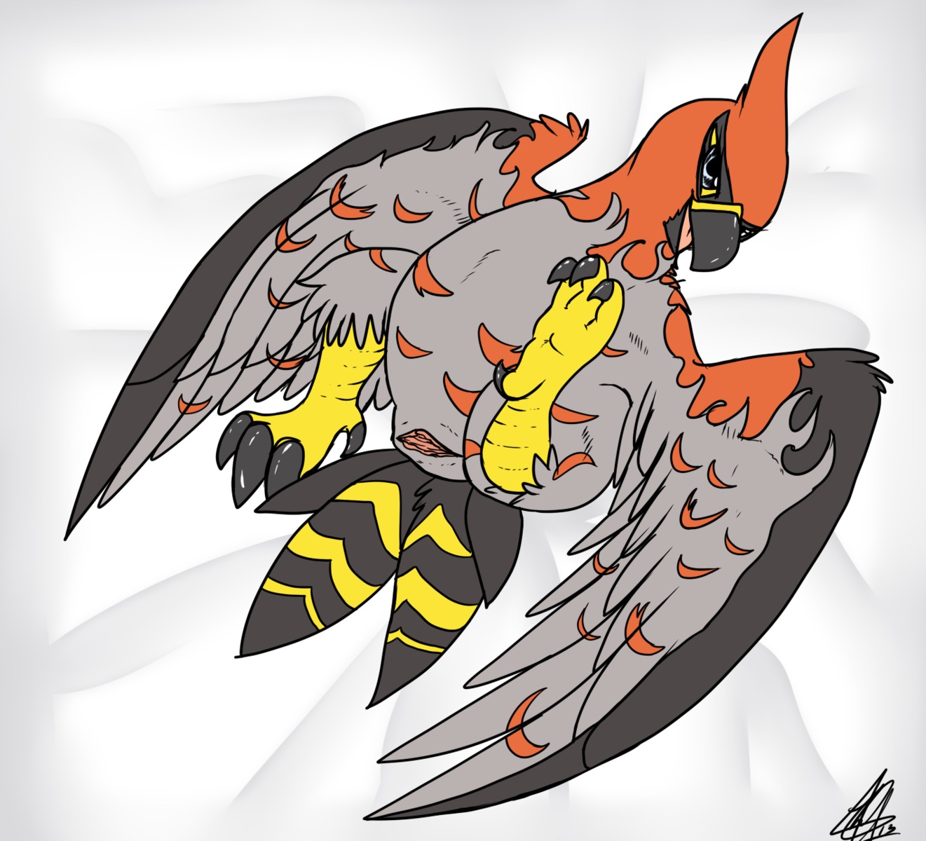 4_toes :d ahegao ambiguous_gender animal_genitalia anisodactyl avian avian_butt avian_feet barefoot beak bed bedroom bedroom_eyes bird blue_eyes claws cloaca e621 feathered_wings feathers feet feral furniture generation_6_pokemon genitals half-closed_eyes happy hi_res horizontal_cloaca inside looking_at_viewer looking_pleasured lying narrowed_eyes nintendo nude on_back open_beak open_mouth pokemon pokemon_(species) presenting presenting_cloaca raised_leg raised_tail seductive shikaro smile solo spread_legs spreading tail talonflame toes tongue tongue_out wings yellow_body yellow_skin