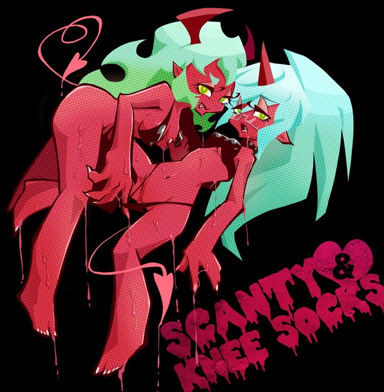 2demons demon demon_girl demon_tail female horn kneesocks_daemon panty_&amp;_stocking_with_garterbelt red_skin rule34 scanty_daemon tagme