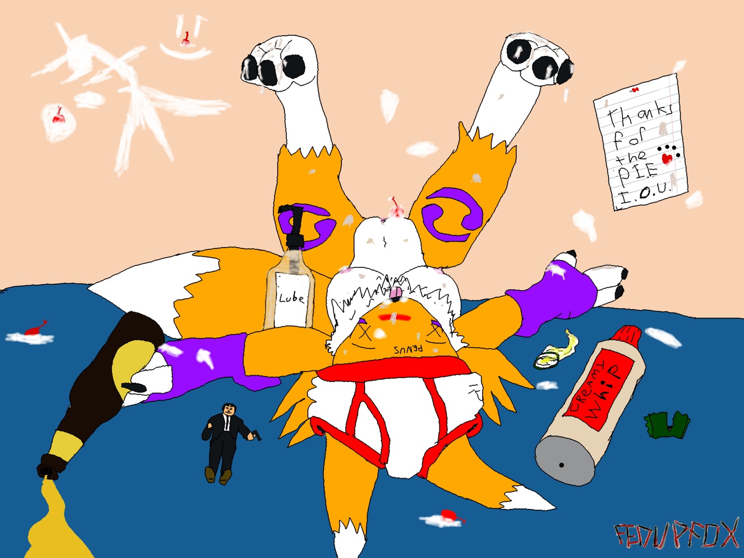 action_figure beer bottle breasts canine cherry chest_tuft condom cream digimon drunk fedupfox feet female fox furry hindpaw lube nipples note passed_out paws pie pussy renamon rule34 spill underwear upside-down