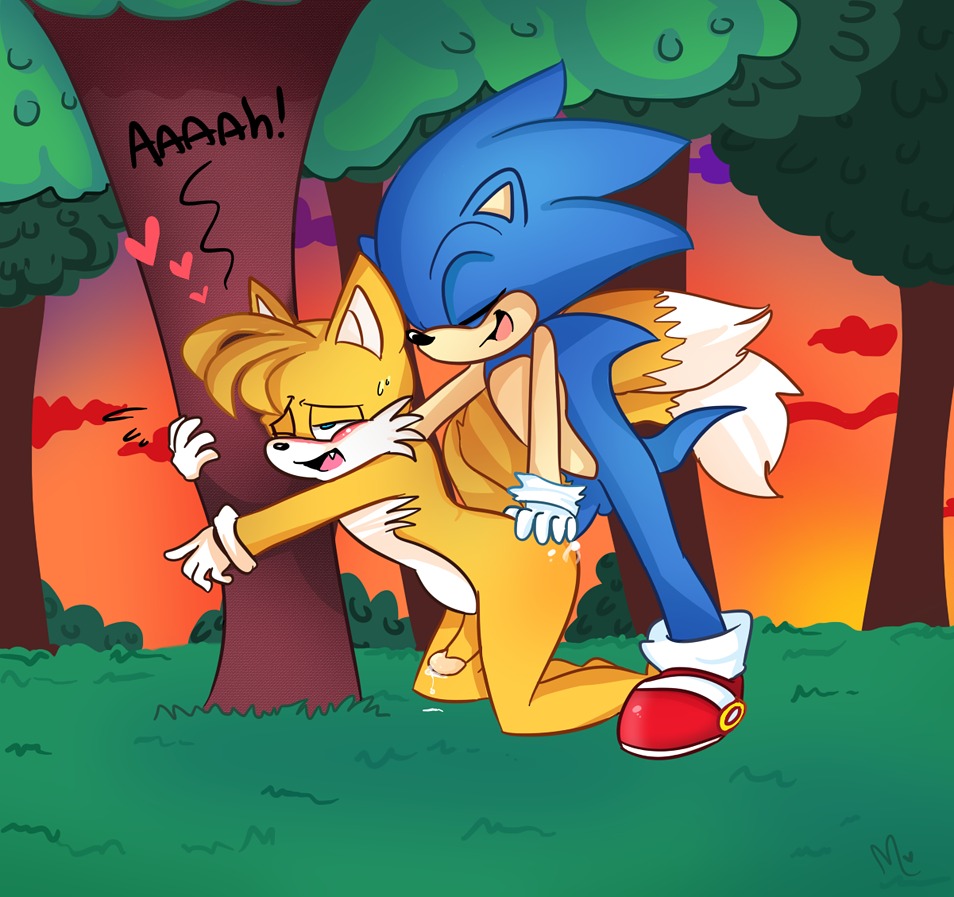 anal anal_penetration anthro balls blue_body blue_eyes blue_fur blue_hair blush bodily_fluids canid canine clothing cum cum_in_ass cum_inside cumshot dipstick_tail duo e621 ejaculation erection eulipotyphlan eyes_closed footwear fox fur genital_fluids genitals hair heart_symbol hedgehog male male/male male_penetrated male_penetrating male_penetrating_male mammal markings miles_prower one_eye_closed orange_hair orgasm outside penetration penis plant sega sex shoes side_mouth silly_(artist) sonic_the_hedgehog sonic_the_hedgehog_(series) tail tail_markings tree