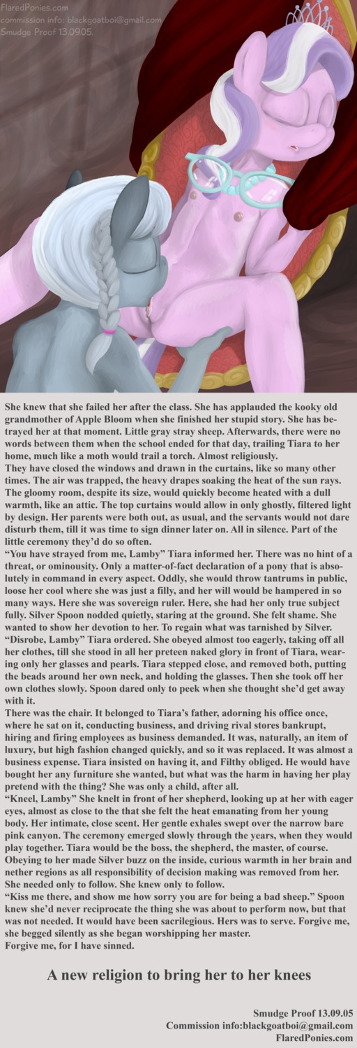 absurd_res anthro anthrofied breasts cunnilingus diamond_tiara_(mlp) digital_media_(artwork) duo e621 earth_pony english_text equid equine female female/female friendship_is_magic hasbro hi_res horse mammal my_little_pony oral pony sex silver_spoon_(mlp) small_breasts smudge_proof story story_in_description text url vaginal young young_anthro