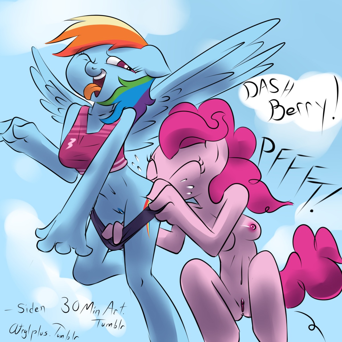 1:1 2012 anal anthro anthrofied blue_body blue_feathers blue_fur bodily_fluids bottomwear bottomwear_down breasts clitoral_hood clothed clothing clothing_pull cutie_mark duo e621 earth_pony equid equine feathered_wings feathers female female/female friendship_is_magic fur genitals hair hasbro hi_res horse looking_back mammal multicolored_hair my_little_pony mythological_creature mythological_equine mythology navel nipples nude one_eye_closed open_mouth oral pants pants_down partially_clothed pegasus pinkie_pie_(mlp) pony purple_eyes rainbow_dash_(mlp) rainbow_hair rimming saliva sex tail tongue tongue_out underwear underwear_pull undressing vulva wick_(artist) wings