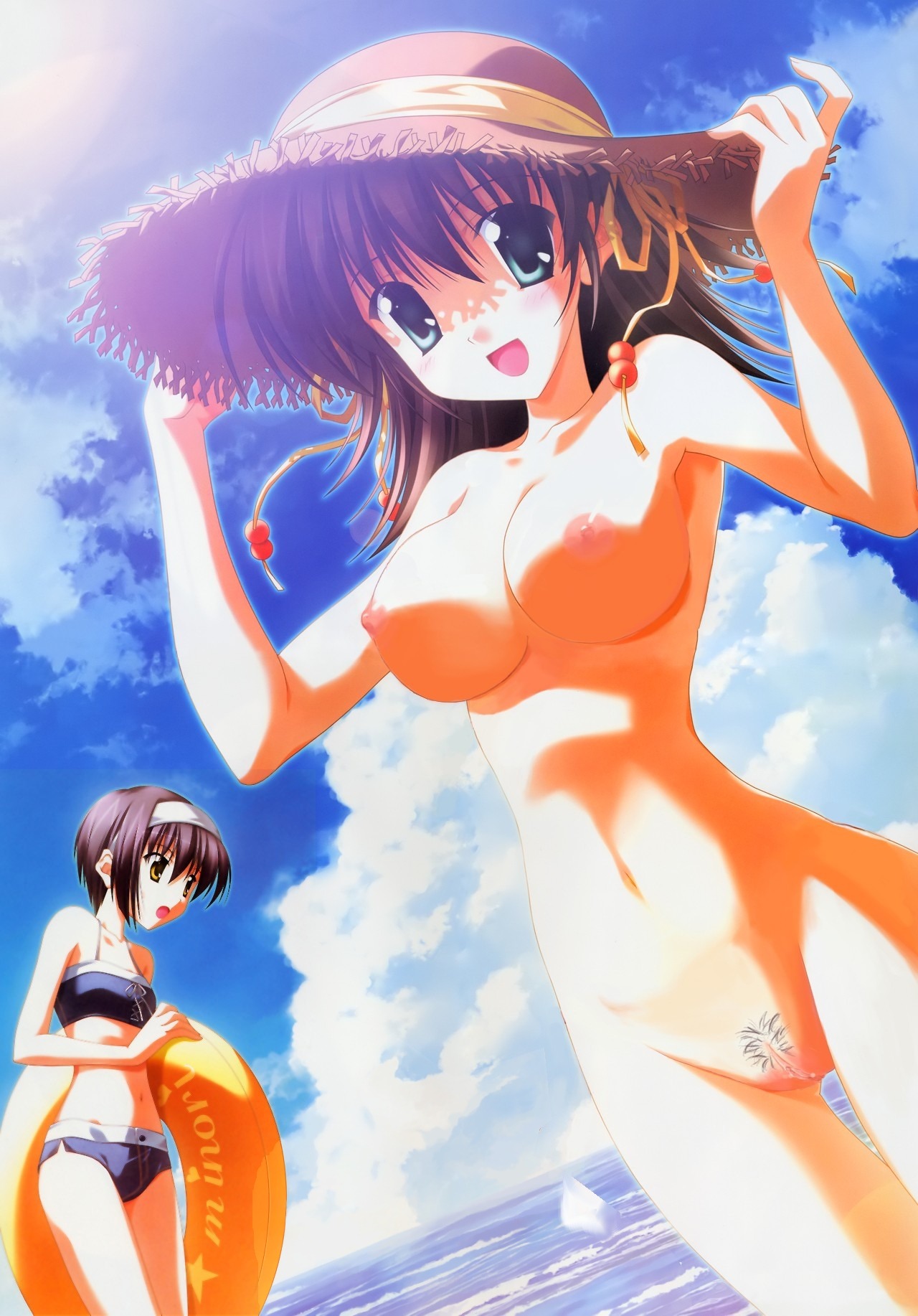 beach breasts ef ef_~a_fairytale_of_the_two~ female huge_eyes large_breasts miyamura_miyako nude nude_filter pointy_chin rule34 shindou_kei