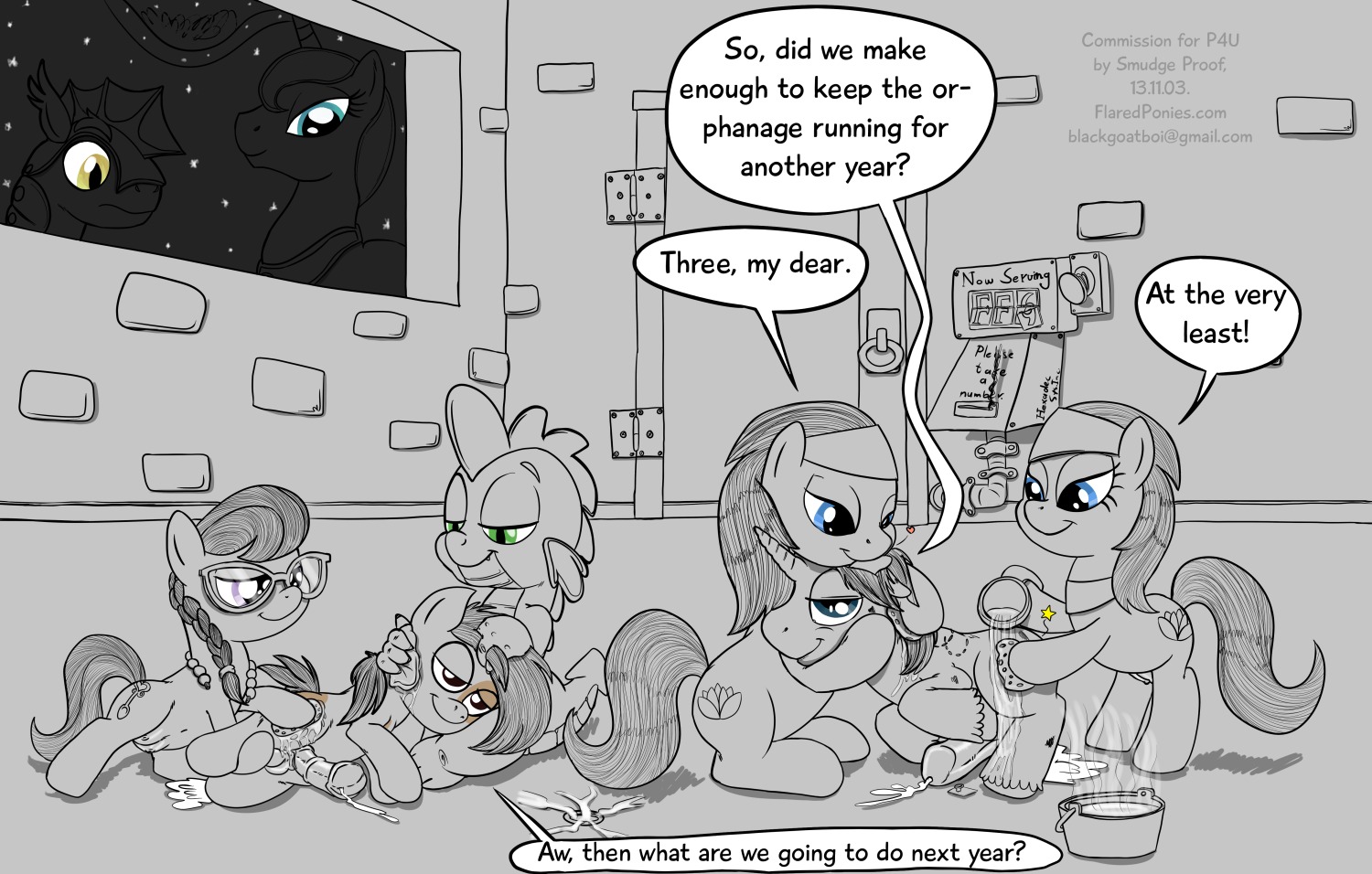 aloe_(mlp) anthro bathing bodily_fluids cum digital_drawing_(artwork) digital_media_(artwork) dragon e621 earth_pony english_text equid equine fan_character female feral friendship_is_magic genital_fluids group hasbro horn horse lotus_(mlp) male mammal monochrome my_little_pony mythological_creature mythological_equine mythological_scalie mythology pipsqueak_(mlp) pony princess_luna_(mlp) royal_guard_(mlp) scalie silver_spoon_(mlp) smudge_proof spike_(mlp) tail text thunder_ring unicorn young young_anthro young_feral