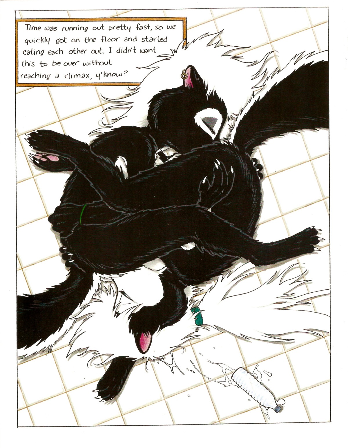 4_toes 69_position absurd_res anthro black_body black_fur claws cunnilingus duo e621 ear_piercing english_text feet female female/female fur hair hi_res james_m_hardiman mammal mephitid nicole_(jmh) nose_to_anus nude onyx_(jmh) oral pawpads piercing pink_pawpads sex skunk snout_fuck spread_toes text toes vaginal white_body white_fur white_hair