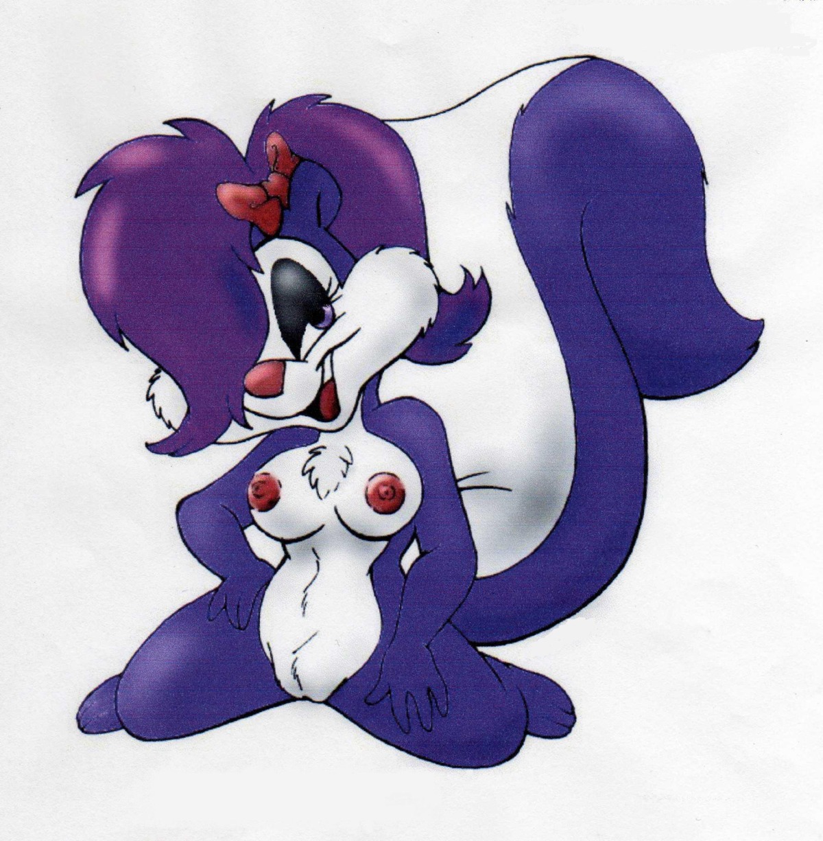 anthro female fifi_la_fume purple_fur rule34 skunk tagme tail tiny_toon_adventures