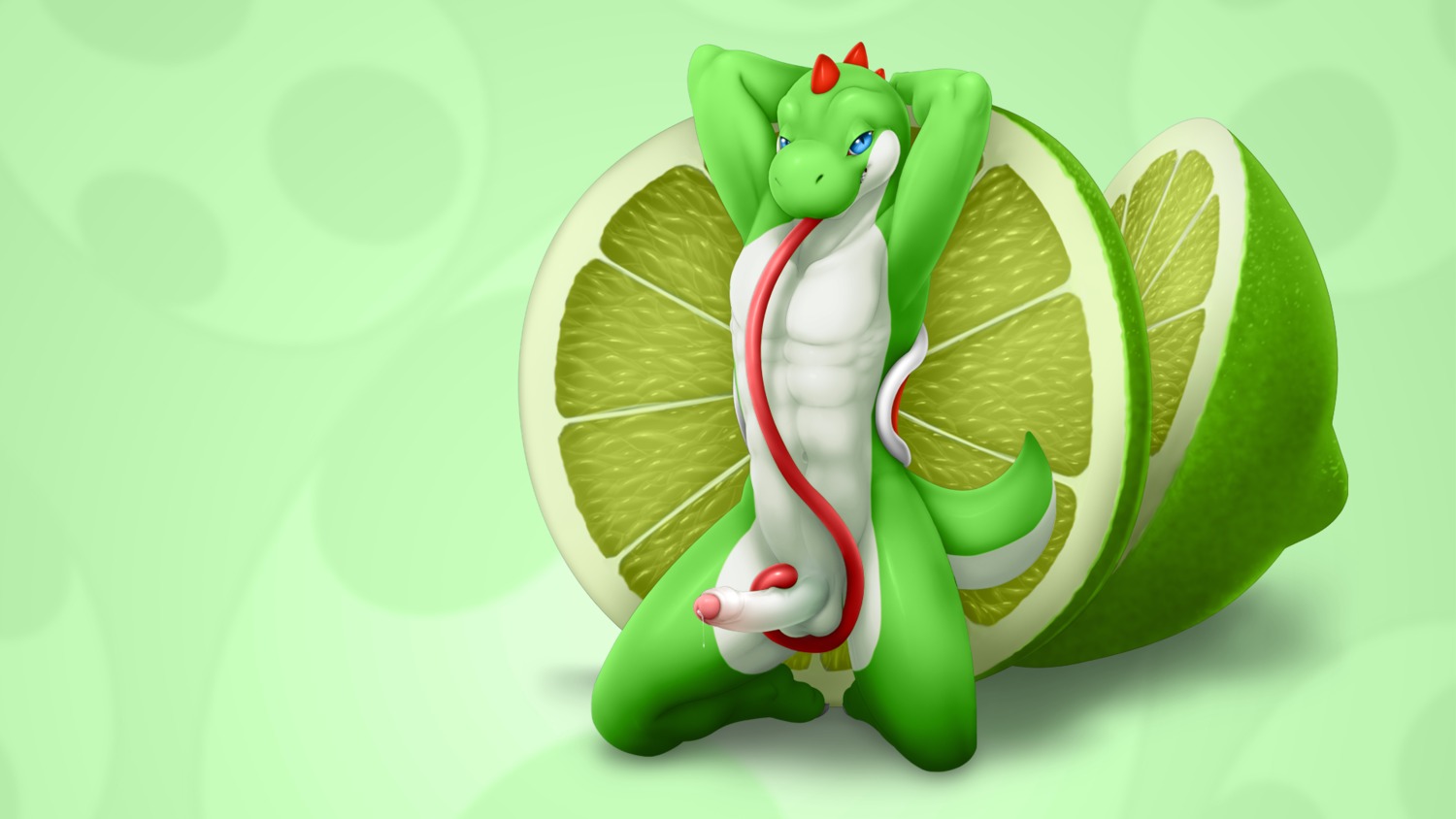 16:9 2014 abs anthro athletic athletic_anthro athletic_male balls barefoot bedroom_eyes biped blue_eyes bodily_fluids cum cum_string dinosaur e621 erection feet food foreskin fruit genital_fluids genitals green_body green_scales green_yoshi half-closed_eyes hands_behind_head happy hi_res humanoid_genitalia humanoid_penis leaking lime long_tongue looking_at_viewer male mario_bros narrowed_eyes navel nintendo nude partially_retracted_foreskin pecs penis plant pose precum prehistoric_species pupils reptile scales scalie seductive sitting slit_pupils smile solo tail teeth tongue tongue_out vader-san vein veiny_penis wallpaper white_body white_scales widescreen yoshi