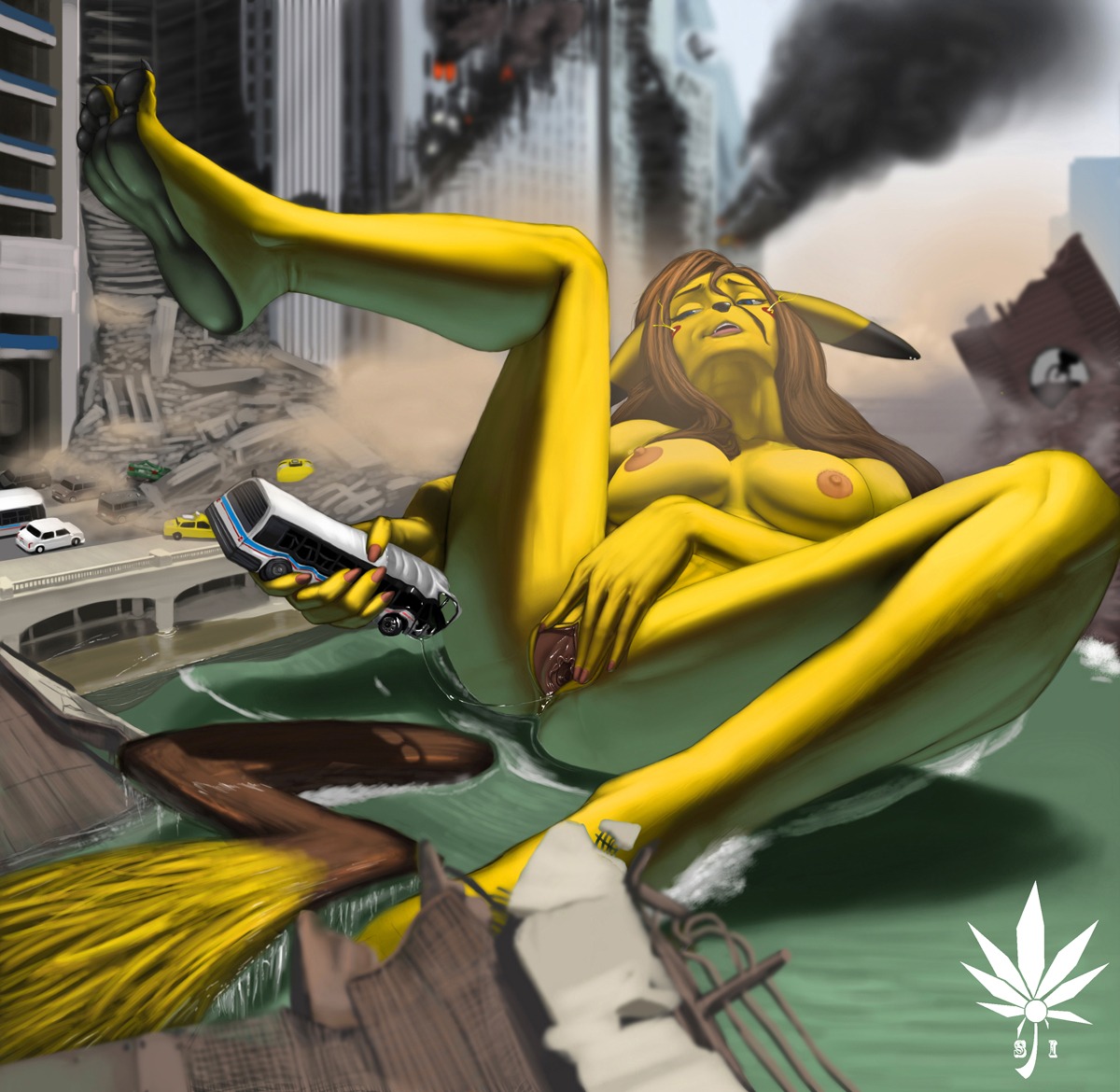 anthro anthrofied biped bodily_fluids breasts brown_hair bus city colored commercial_vehicle digital_media_(artwork) digital_painting_(artwork) e621 fan_character feet female female_(lore) female_anthro fur generation_1_pokemon genital_fluids genitals hair hindpaw improvised_sex_toy macro macro_anthro macro_female mammal masturbation nintendo nipples nude outside painting_(artwork) paws penetration pikachu pokemon pokemon_(species) pokemorph public_transportation river rodent sex_toy shaded sickyicky size_difference soles solo spread_legs spread_vulva spreading tail toying_self unavailable_at_source vaginal vaginal_fluids vaginal_masturbation vehicle vehicle_for_hire vehicle_insertion vulva watermark wet what what_has_science_done yellow_body yellow_fur