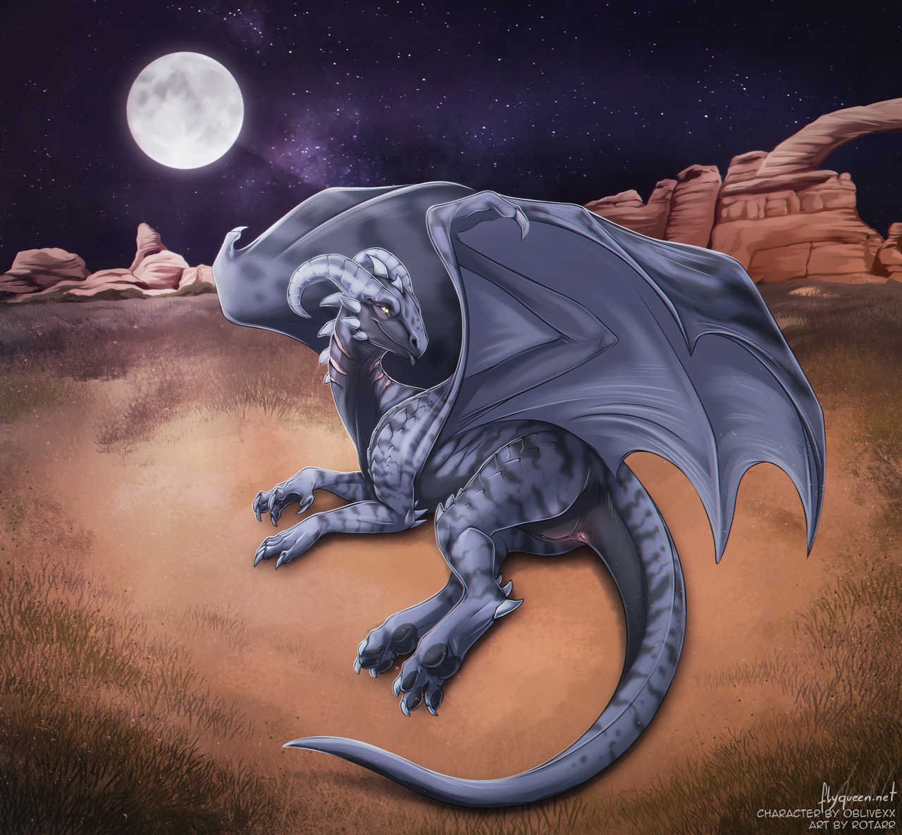 2014 3_toes anus claws curled_horn digital_media_(artwork) digitigrade dragon e621 european_mythology feet female feral genitals hindpaw horn lying membrane_(anatomy) membranous_wings moon mythological_creature mythological_scalie mythology night on_side pawpads paws pinup pose presenting rotarr scalie soles solo spread_legs spreading tail toes vulva western_dragon wings yellow_eyes