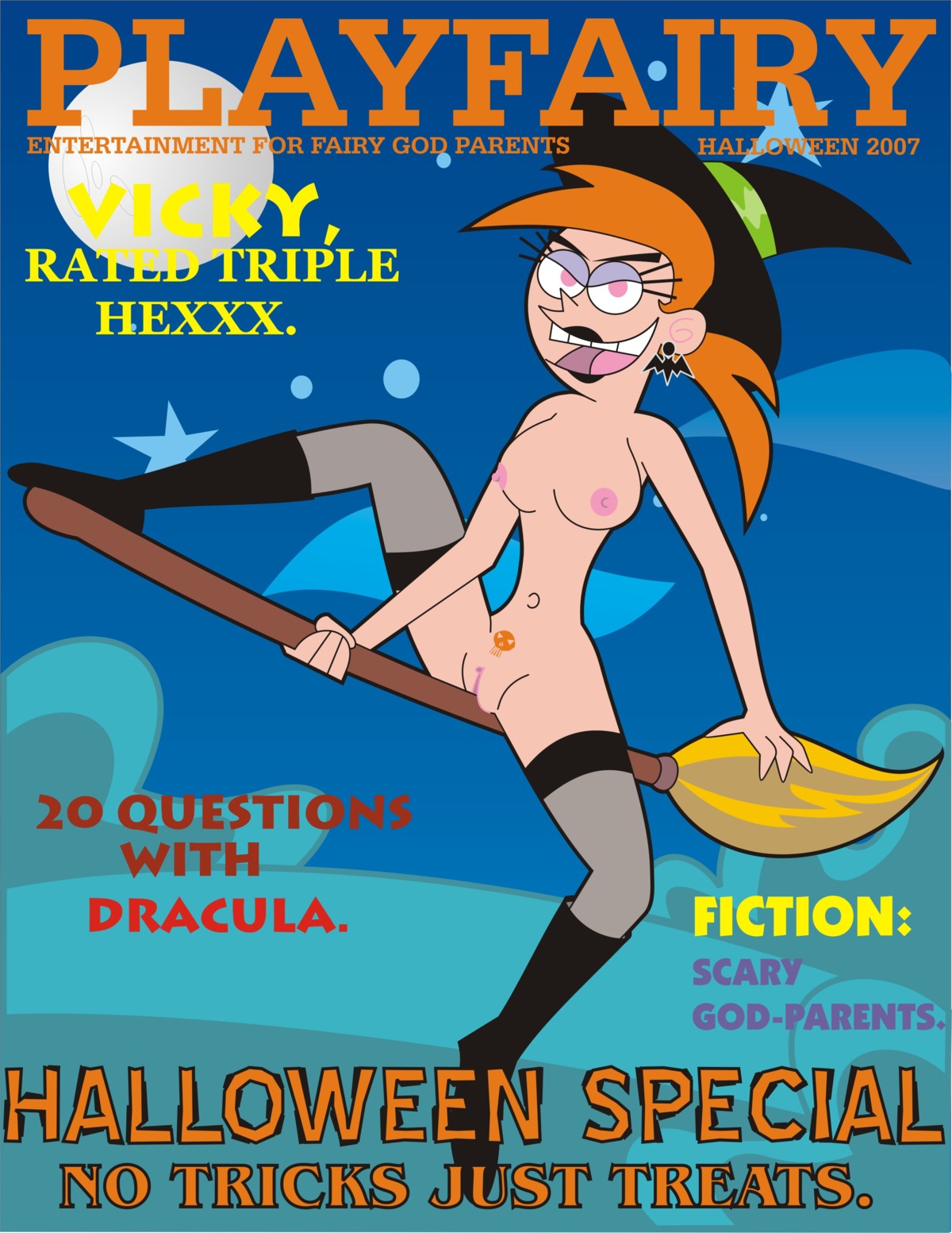 00s 2000s 2007 breasts broom female female_only human madcrazy mostly_nude nickelodeon night outdoors pale_skin rule34 smile solo straight_hair tagme the_fairly_oddparents toony vicky_(fairly_odd_parents)