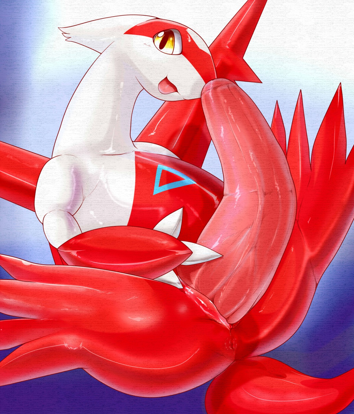 absurd_res anus big_penis color_contrast crossgender digital_media_(artwork) e621 erection feral geiru_mirua generation_3_pokemon genitals hi_res huge_penis hyper hyper_genitalia hyper_penis latias legendary_pokemon long_penis looking_at_viewer male nintendo nude penis pokemon pokemon_(species) solo yellow_eyes