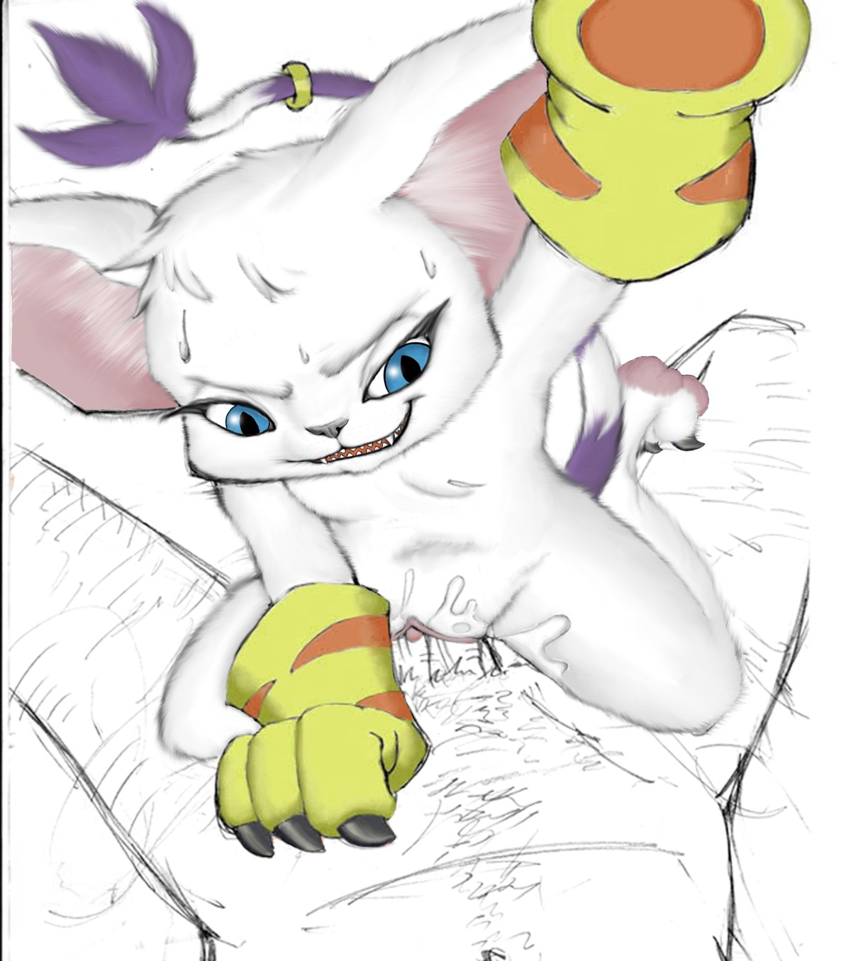 absurd_res anthro bandai_namco blue_eyes bodily_fluids claws cum digimon digimon_(species) digiphilia duo e621 erection felid female female_penetrated first_person_view fur gatomon genital_fluids genitals hi_res human human_on_anthro human_pov interspecies loli lying male male/female male_penetrating male_penetrating_female male_pov mammal mostly_nude nude on_back open_mouth paws penetrating_pov penetration penile penile_penetration penis penis_in_vagina sex sweat tail tail_tuft toe_claws tuft unknown_artist vaginal vaginal_penetration vein veiny_penis vulva white_body white_fur young young_anthro young_female