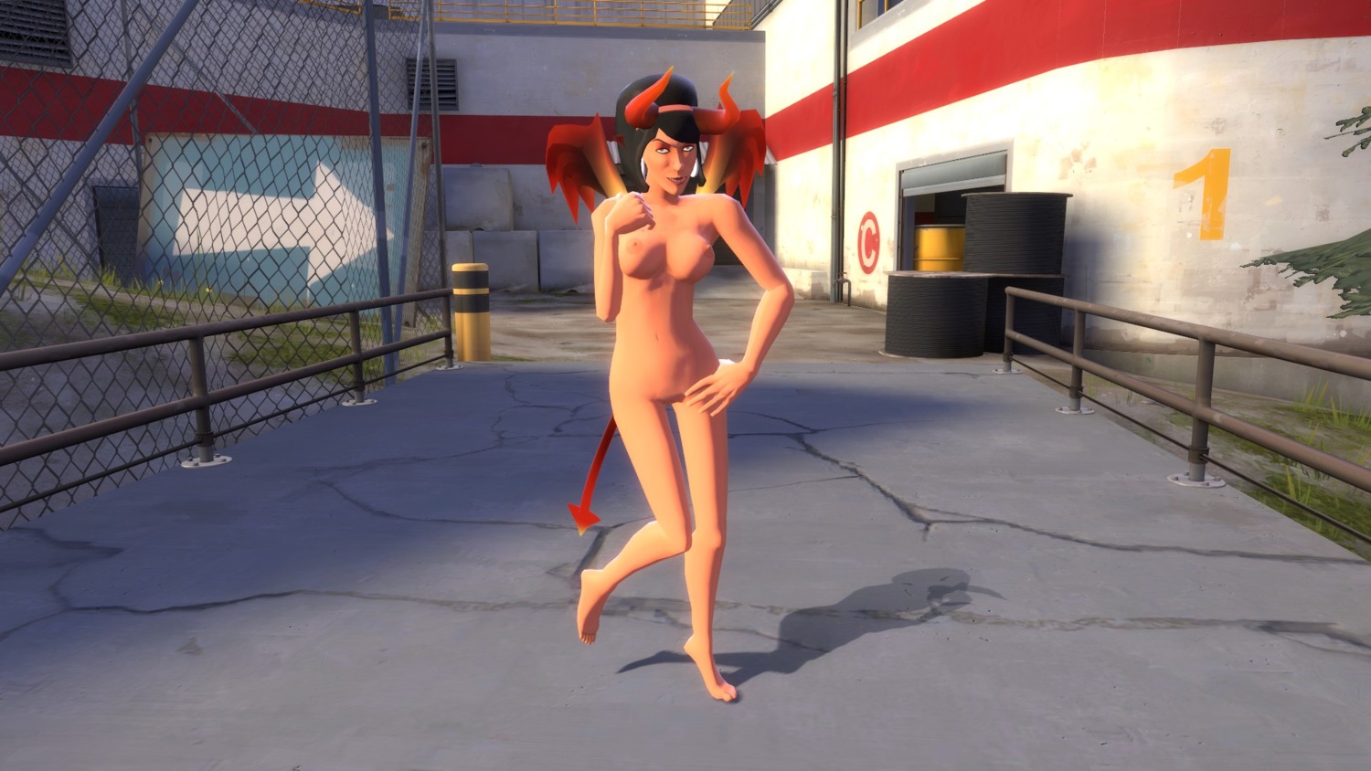 1girls 3d completely_nude female female_only garry's_mod halloween human human_female human_only nude nude_female pizzapiss rule34 scout's_mother solo team_fortress_2
