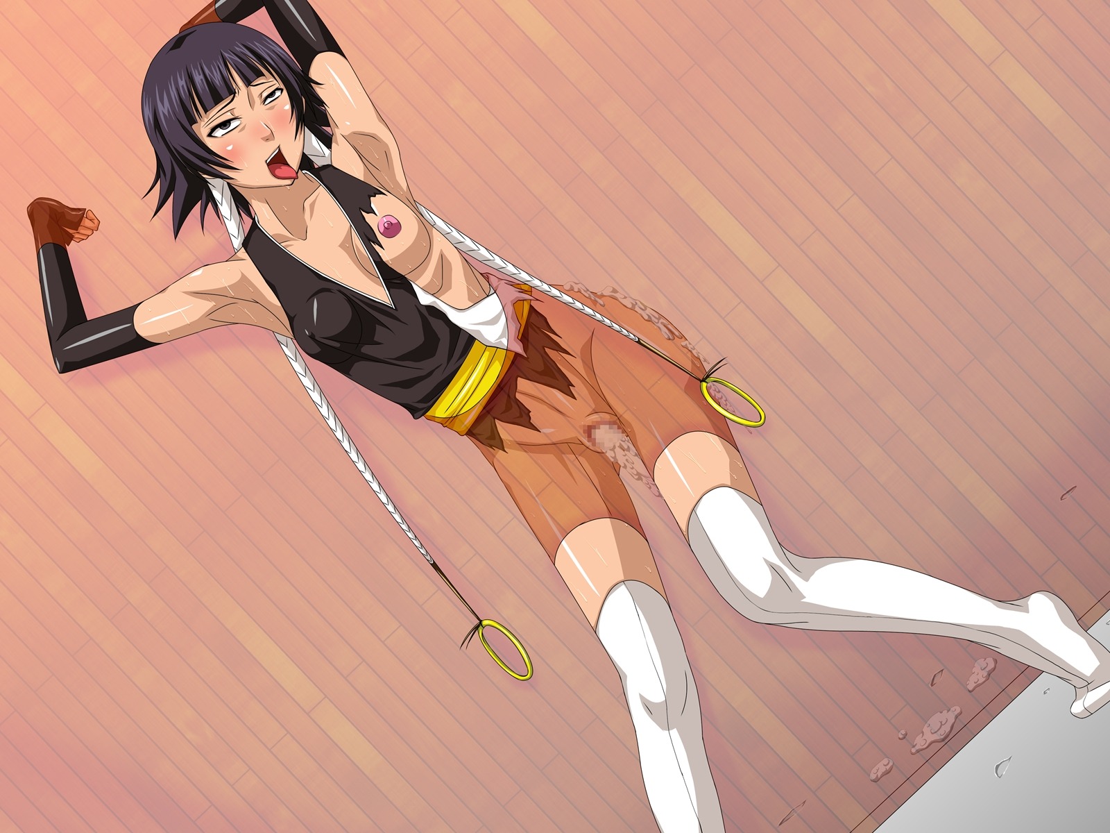bleach censored female hoyoyo_dou mosaic_censoring rule34 soifon sui-feng tagme torn_clothes