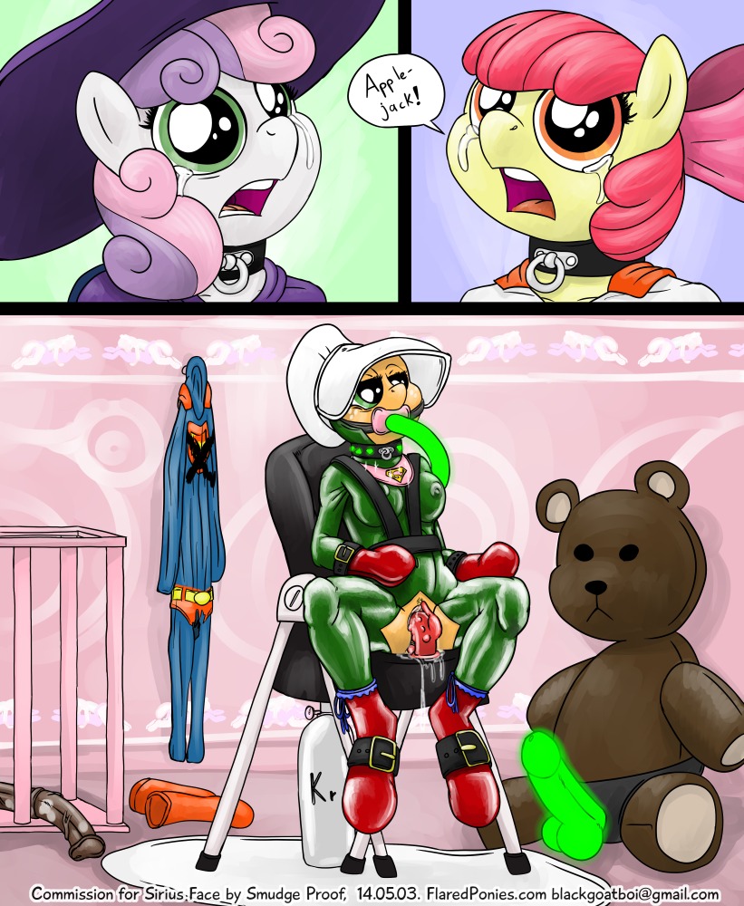 anthro anthrofied apple_bloom_(mlp) applejack_(mlp) bdsm bondage bound crossover dc_comics digital_media_(artwork) e621 earth_pony equid equine fall_of_equestria female friendship_is_magic group hasbro horse mammal mare_do_well_(mlp) my_little_pony pony smudge_proof supergirl superman sweetie_belle_(mlp)