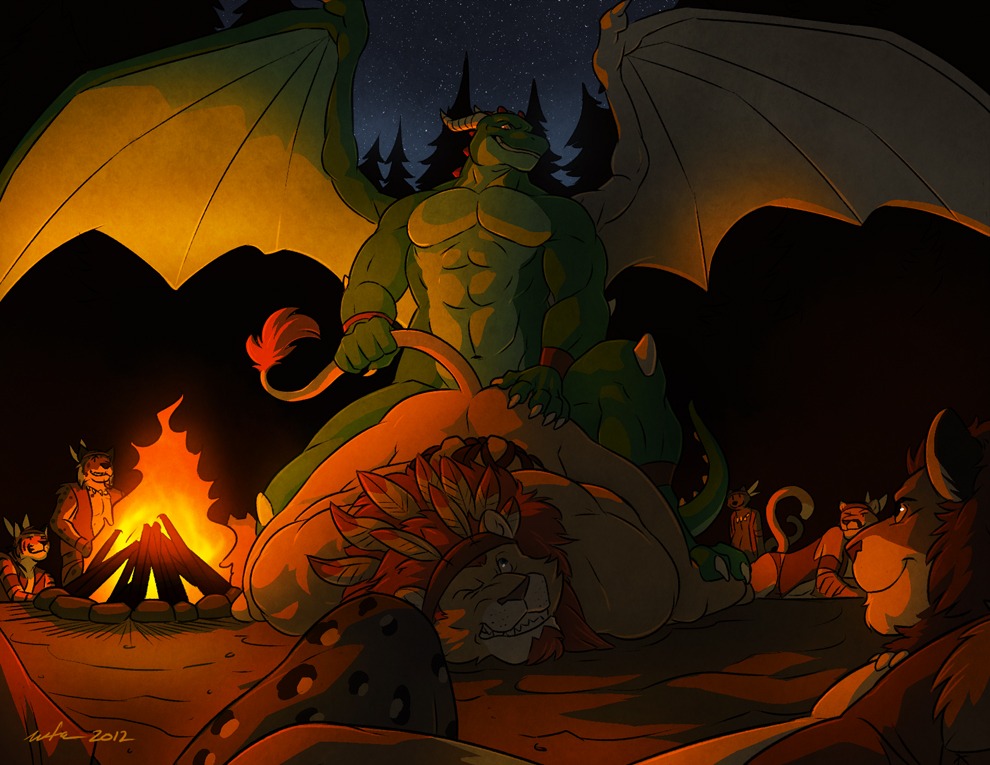 2012 abs accessory anal anal_penetration anthro ass_up athletic audience bdsm being_watched bent_over biceps big_muscles bondage bound bulge butt butt_grab campfire canid canine chieftain claws clenched_teeth clothing detailed_background digital_media_(artwork) digitigrade dominant dominant_male dragon duo_focus e621 erection european_mythology evergreen_tree exhibitionism facial_hair fangs felid fire forced forest from_behind_position front_view fur genitals green_body green_skin grin griz_sylverwing group hand_on_butt hands_behind_back headband headband_only headdress horn interspecies kneeling lion looking_at_another looking_back low-angle_view lying male male/male male_penetrated male_penetrating male_penetrating_male mammal mane markings membrane_(anatomy) membranous_wings mounting muscular muscular_anthro muscular_male mythological_creature mythological_scalie mythology night nude on_front on_ground one_eye_closed orange_theme outside pantherine paws pecs penetration penis pine_tree plant public public_sex raised_tail rape rope scales scalie sex sidern_brethencourt silhouette sky smile spread_legs spread_wings spreading star starry_sky tail tail_grab teeth tiger toe_claws tree tribal voyeur western_dragon wfa wings