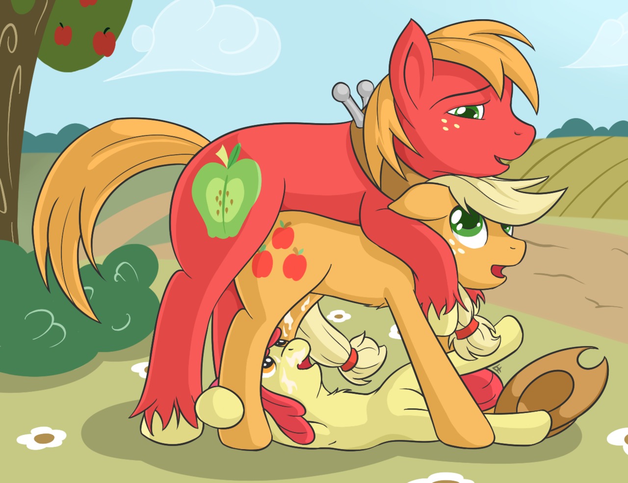 apple_bloom_(mlp) applejack_(mlp) big_macintosh_(mlp) brother_and_sisters earth_pony equine fearingfun female feral feral_on_feral friendship_is_magic fur horse incest male my_little_pony pony rule34 smooth_skin straight